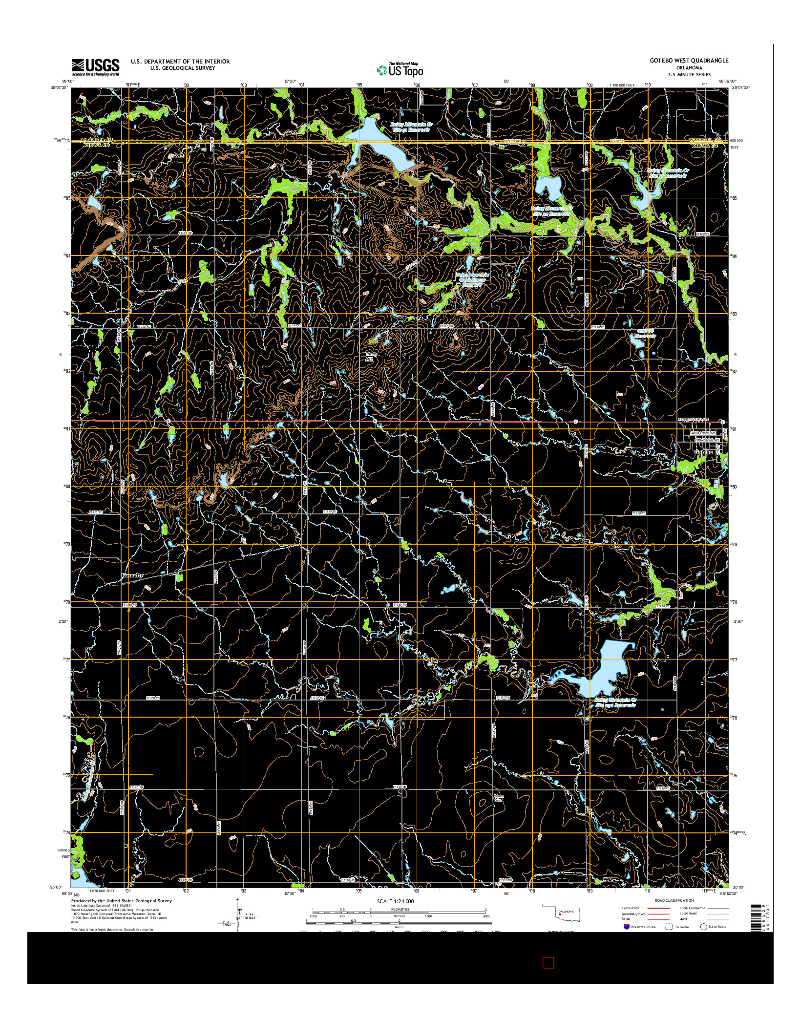 USGS US TOPO 7.5-MINUTE MAP FOR GOTEBO WEST, OK 2016