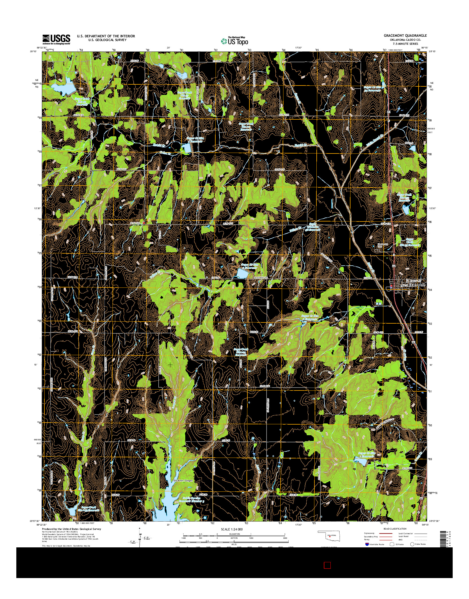 USGS US TOPO 7.5-MINUTE MAP FOR GRACEMONT, OK 2016