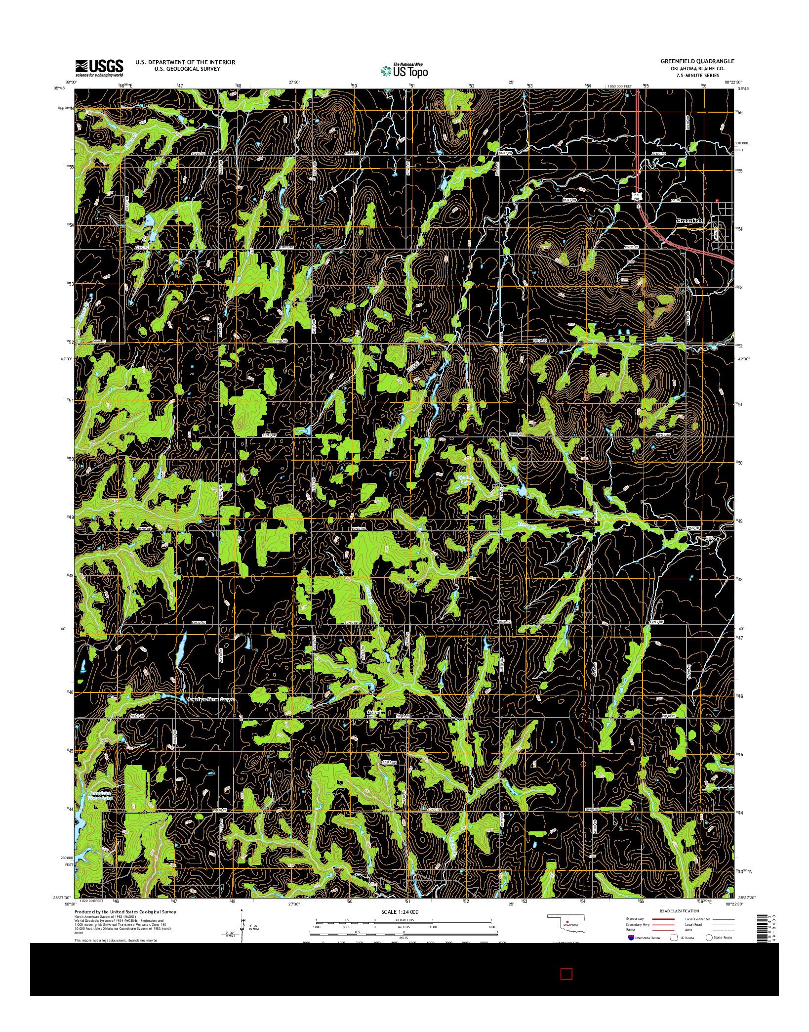 USGS US TOPO 7.5-MINUTE MAP FOR GREENFIELD, OK 2016