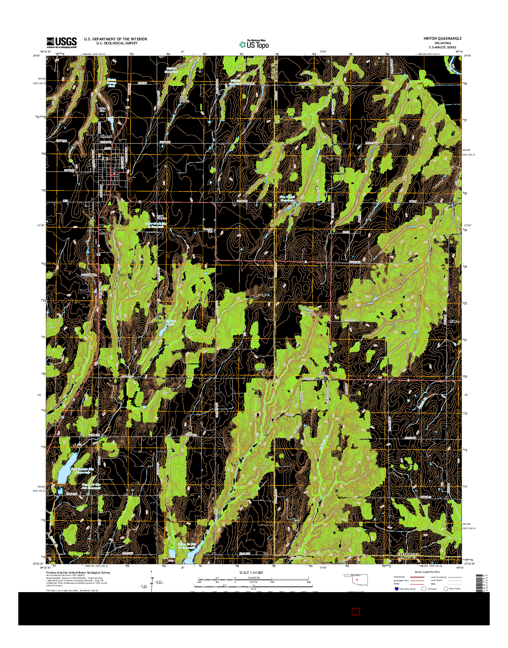 USGS US TOPO 7.5-MINUTE MAP FOR HINTON, OK 2016