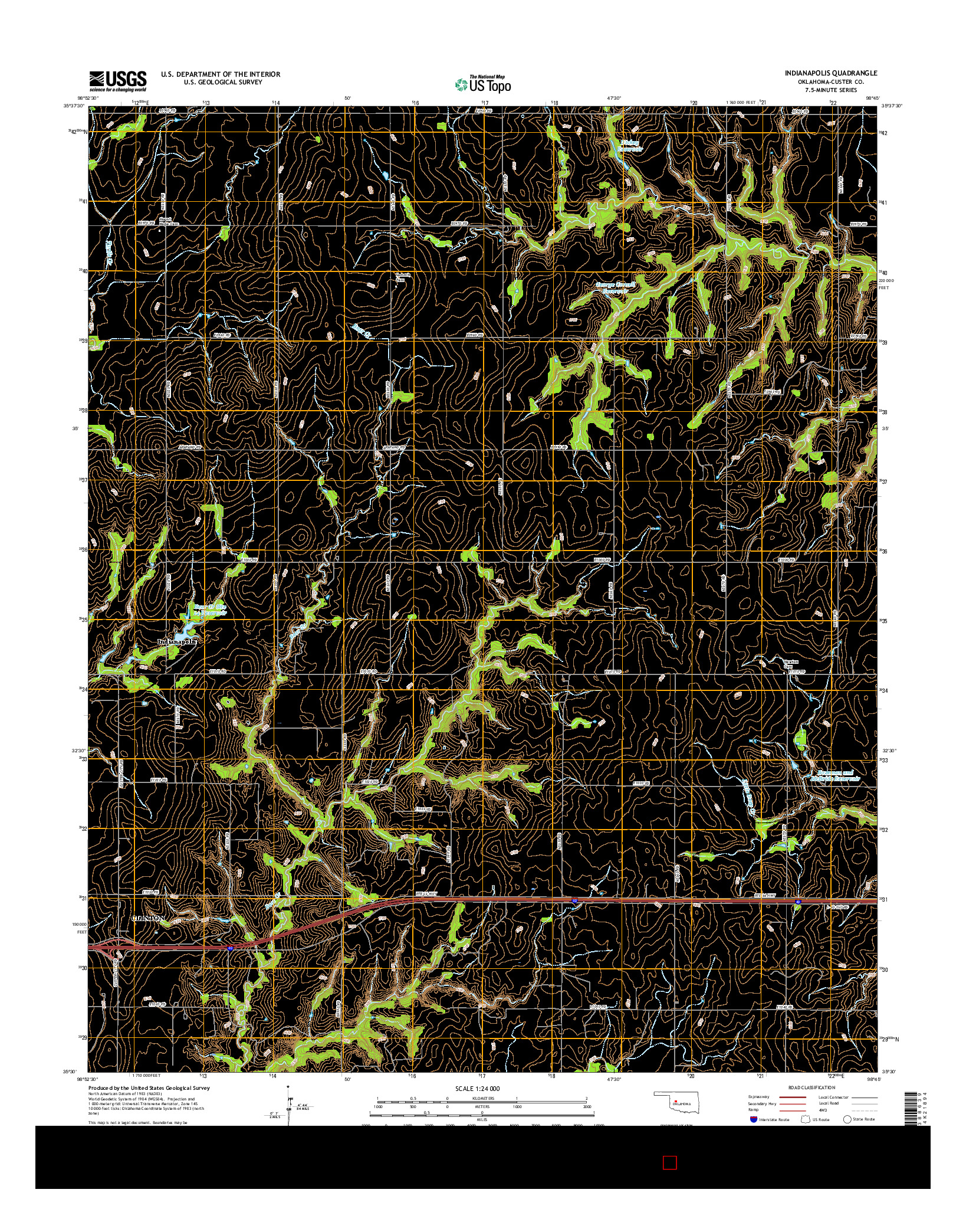 USGS US TOPO 7.5-MINUTE MAP FOR INDIANAPOLIS, OK 2016