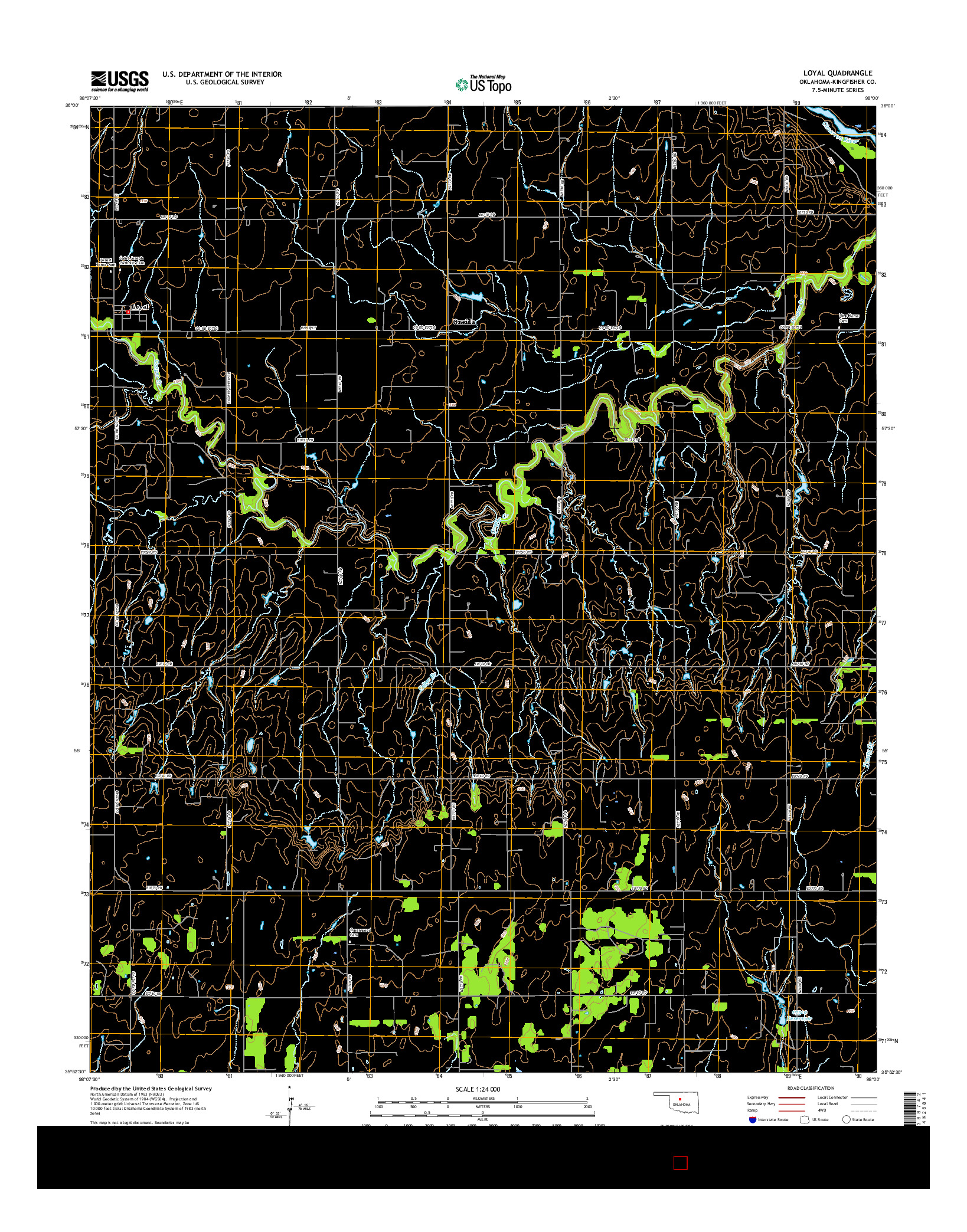 USGS US TOPO 7.5-MINUTE MAP FOR LOYAL, OK 2016