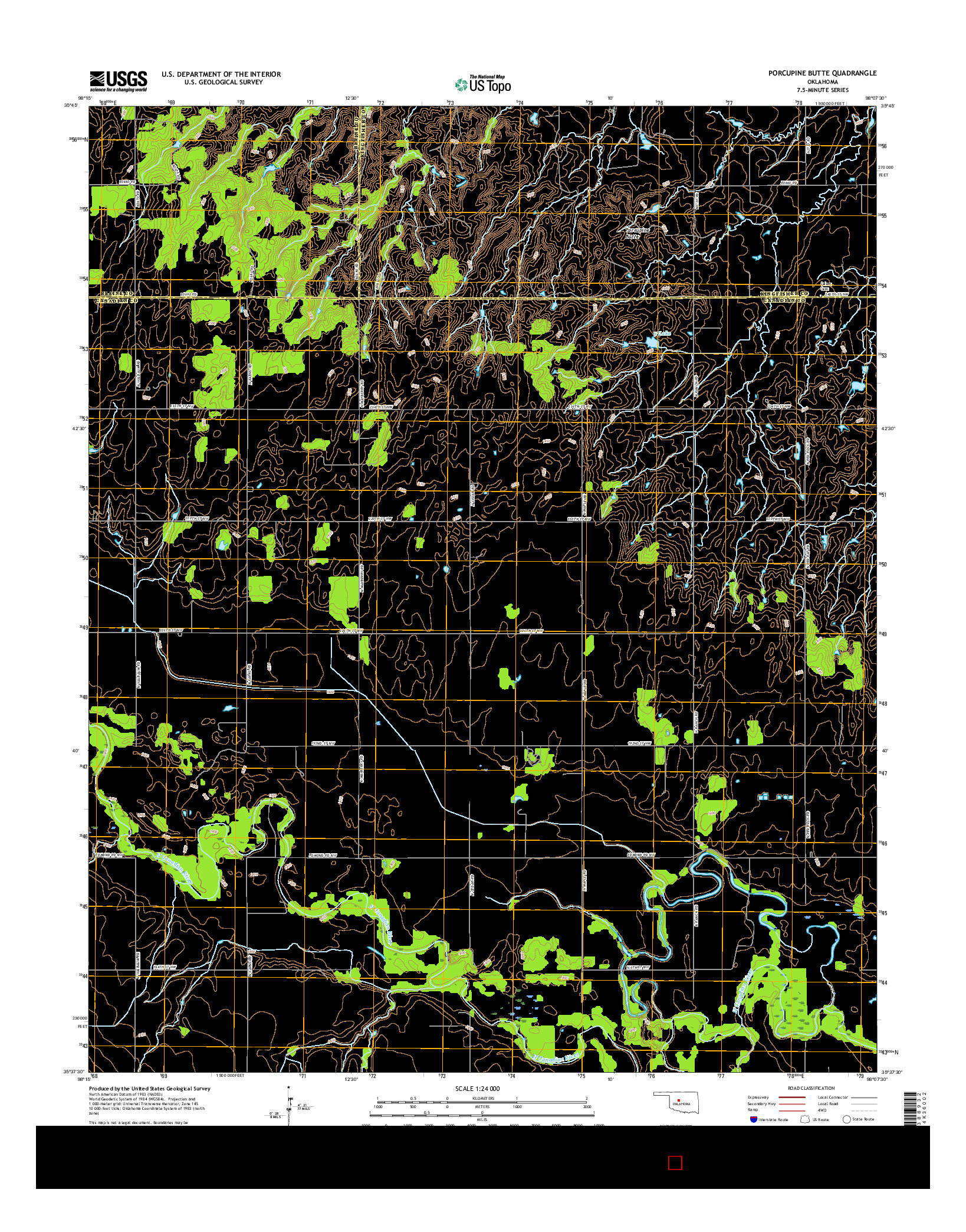 USGS US TOPO 7.5-MINUTE MAP FOR PORCUPINE BUTTE, OK 2016