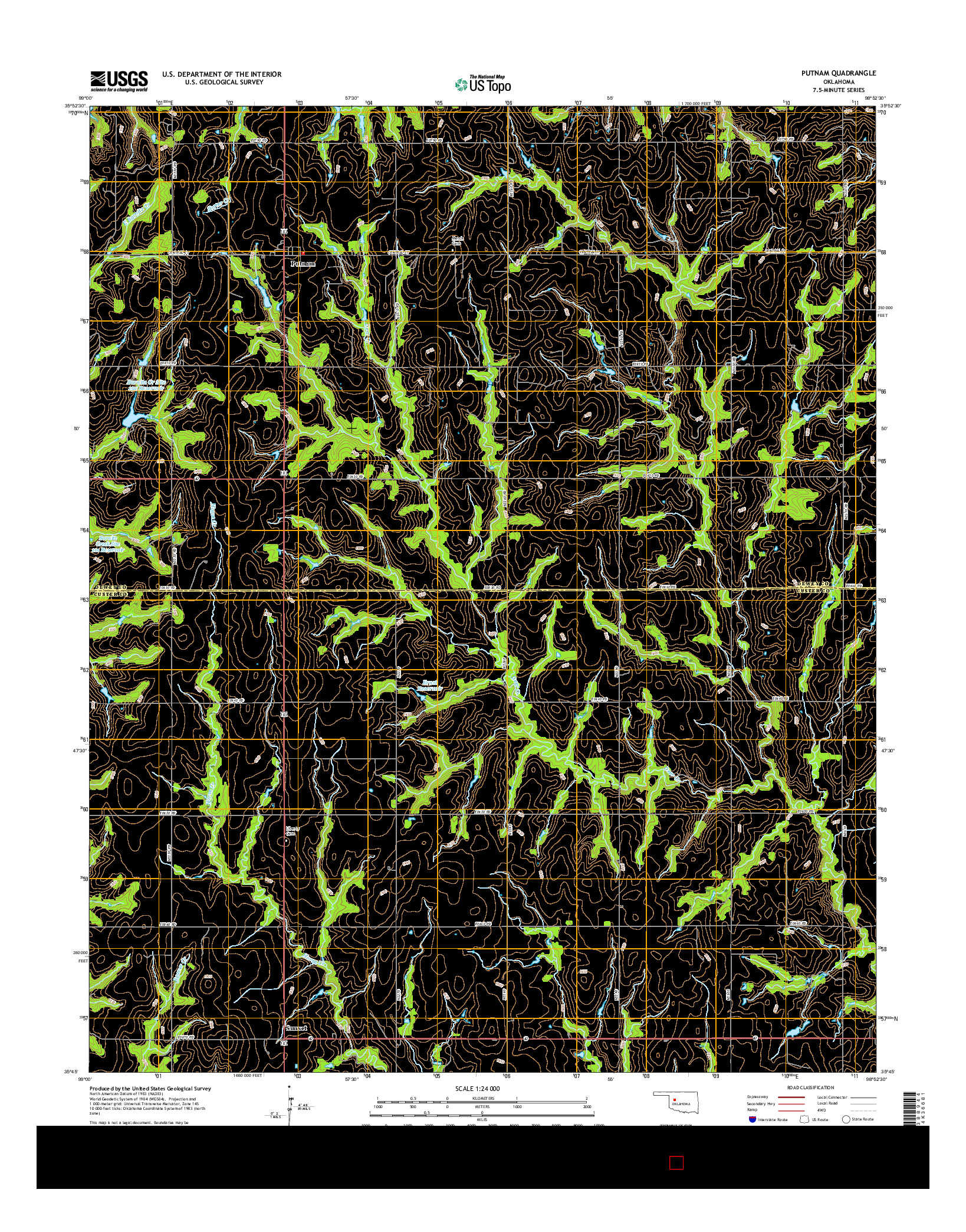 USGS US TOPO 7.5-MINUTE MAP FOR PUTNAM, OK 2016