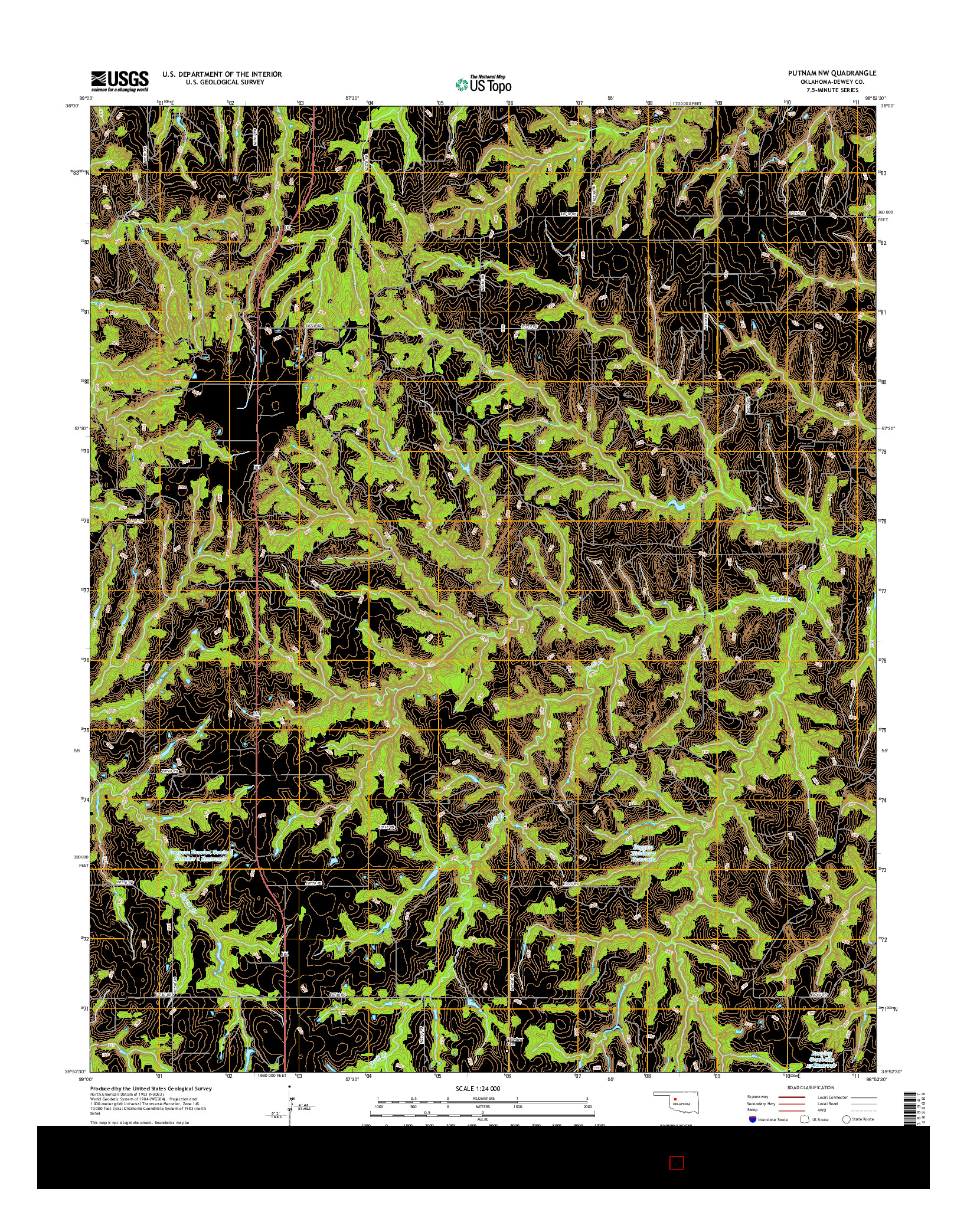 USGS US TOPO 7.5-MINUTE MAP FOR PUTNAM NW, OK 2016