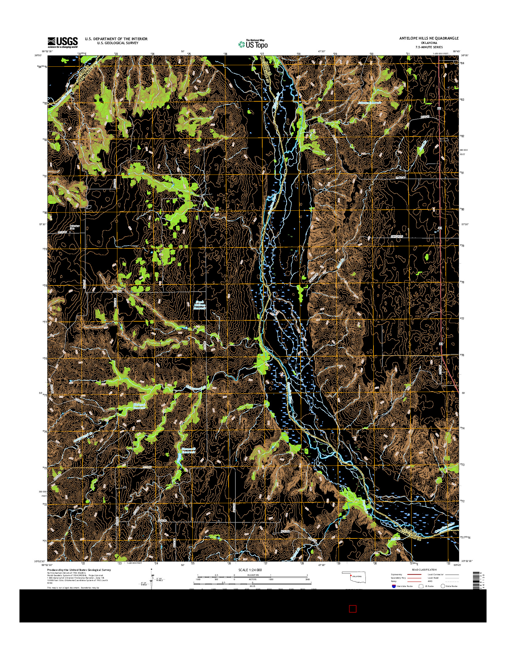 USGS US TOPO 7.5-MINUTE MAP FOR ANTELOPE HILLS NE, OK 2016