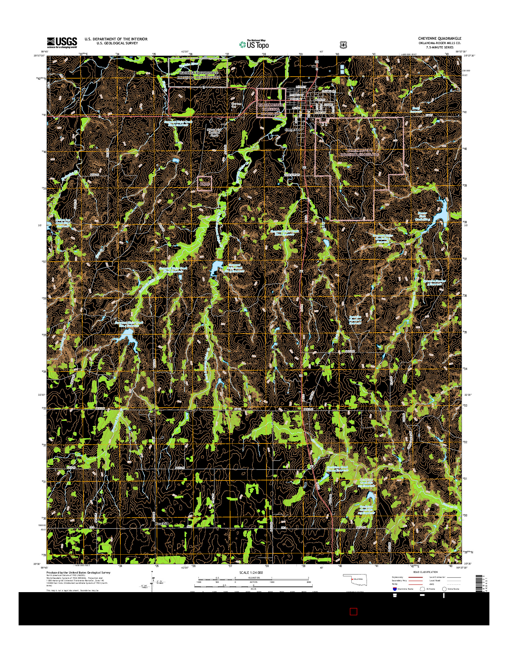 USGS US TOPO 7.5-MINUTE MAP FOR CHEYENNE, OK 2016