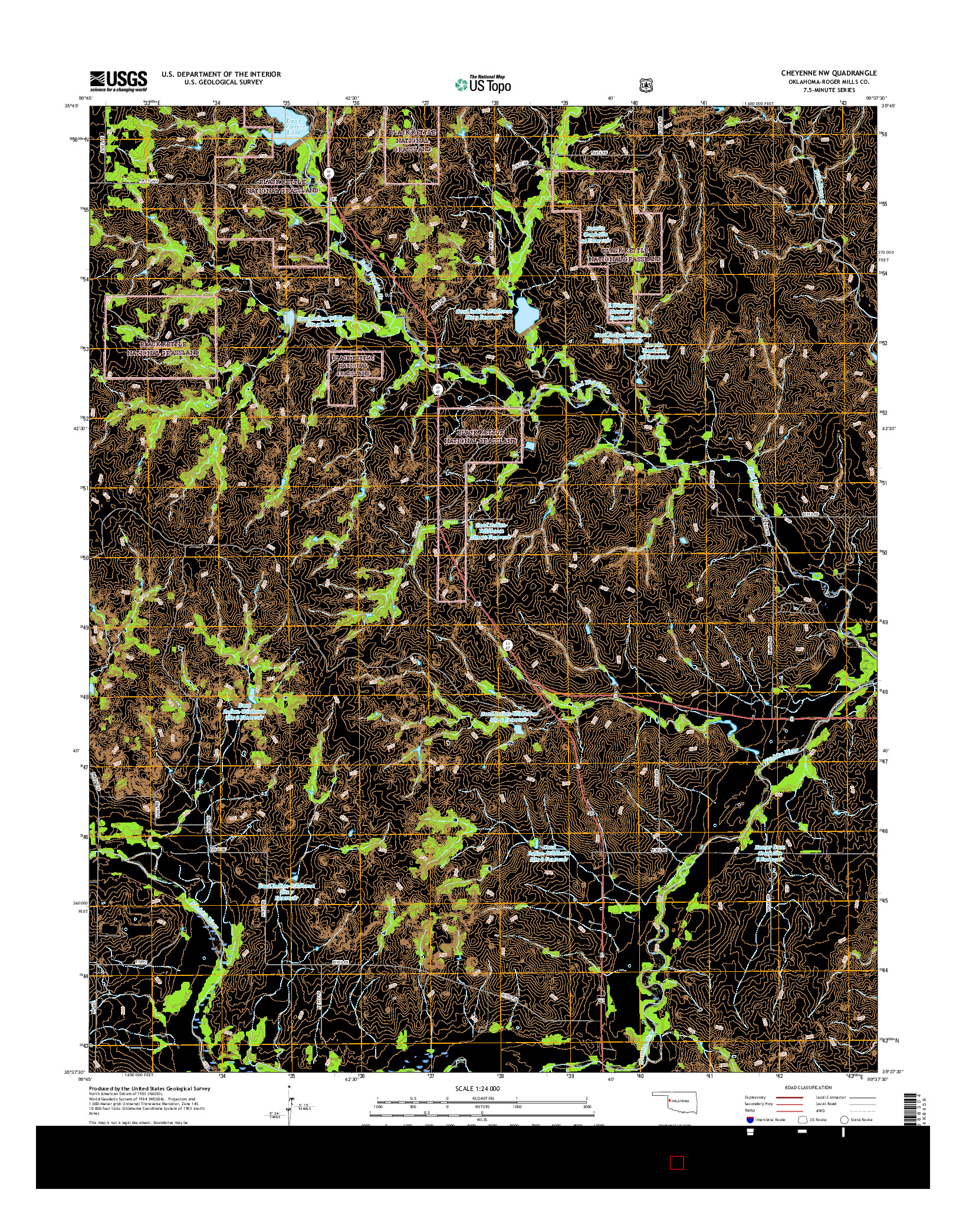 USGS US TOPO 7.5-MINUTE MAP FOR CHEYENNE NW, OK 2016