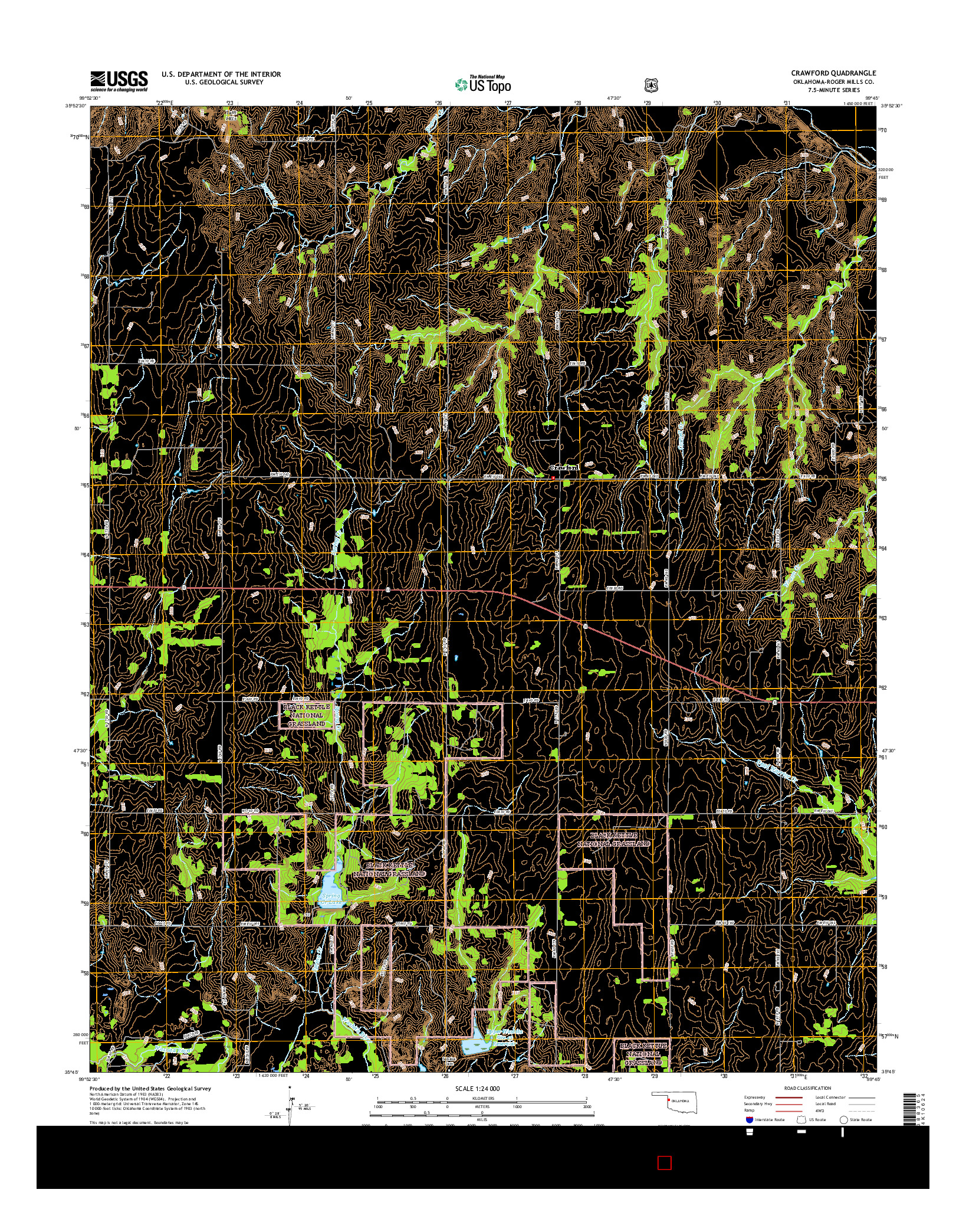 USGS US TOPO 7.5-MINUTE MAP FOR CRAWFORD, OK 2016