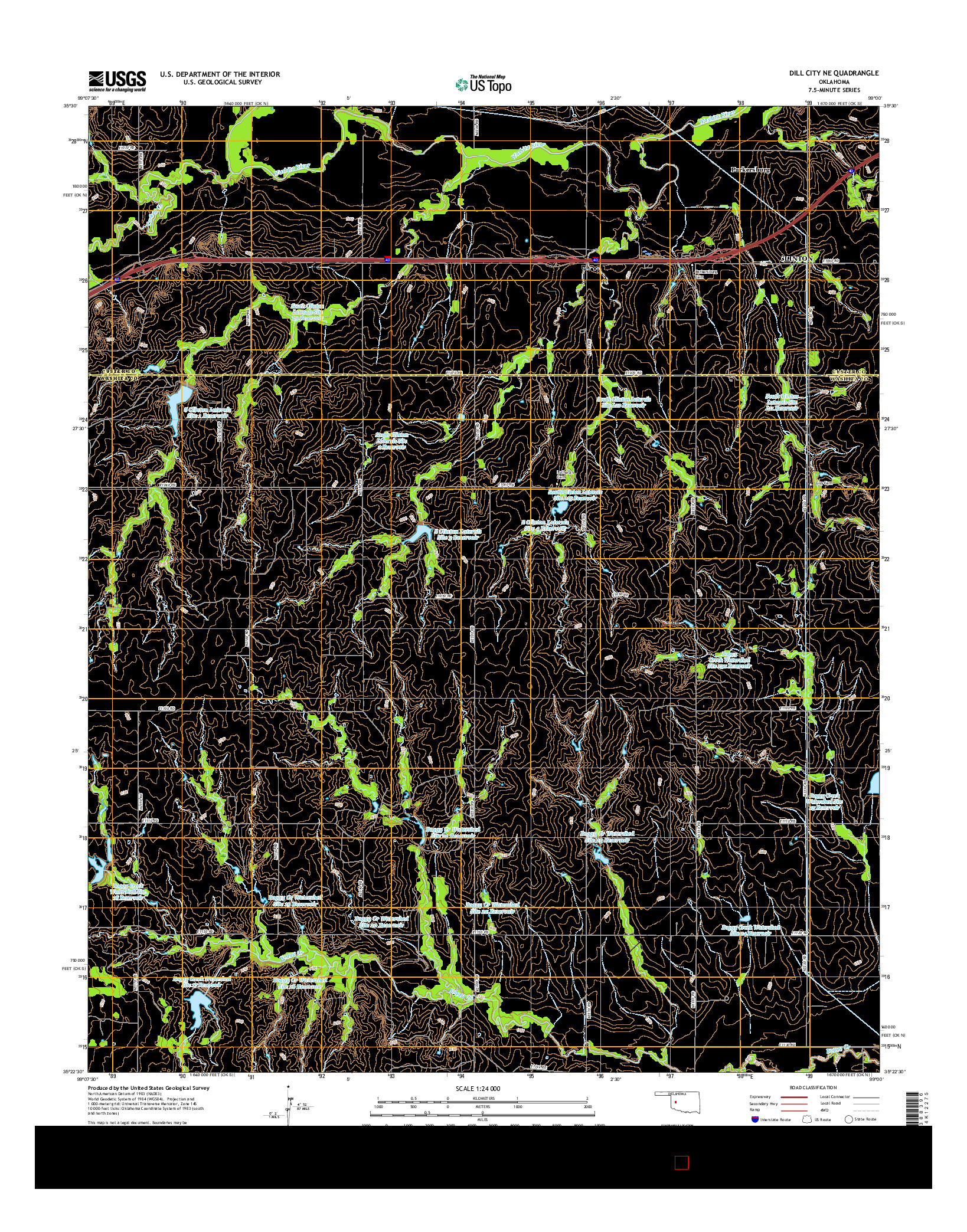 USGS US TOPO 7.5-MINUTE MAP FOR DILL CITY NE, OK 2016
