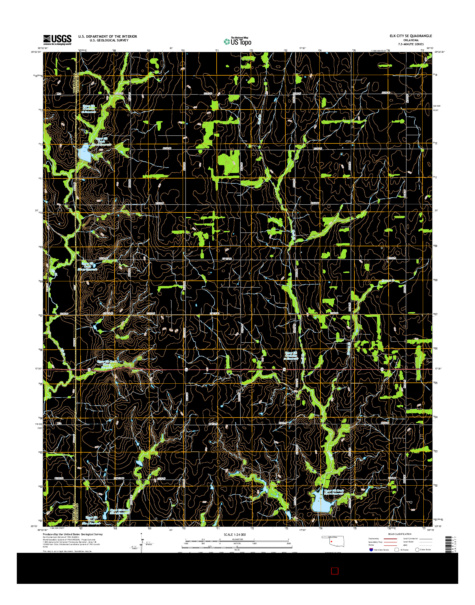 USGS US TOPO 7.5-MINUTE MAP FOR ELK CITY SE, OK 2016