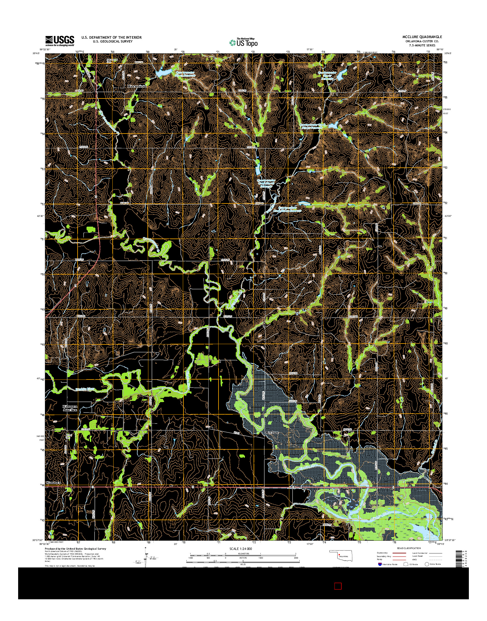 USGS US TOPO 7.5-MINUTE MAP FOR MCCLURE, OK 2016