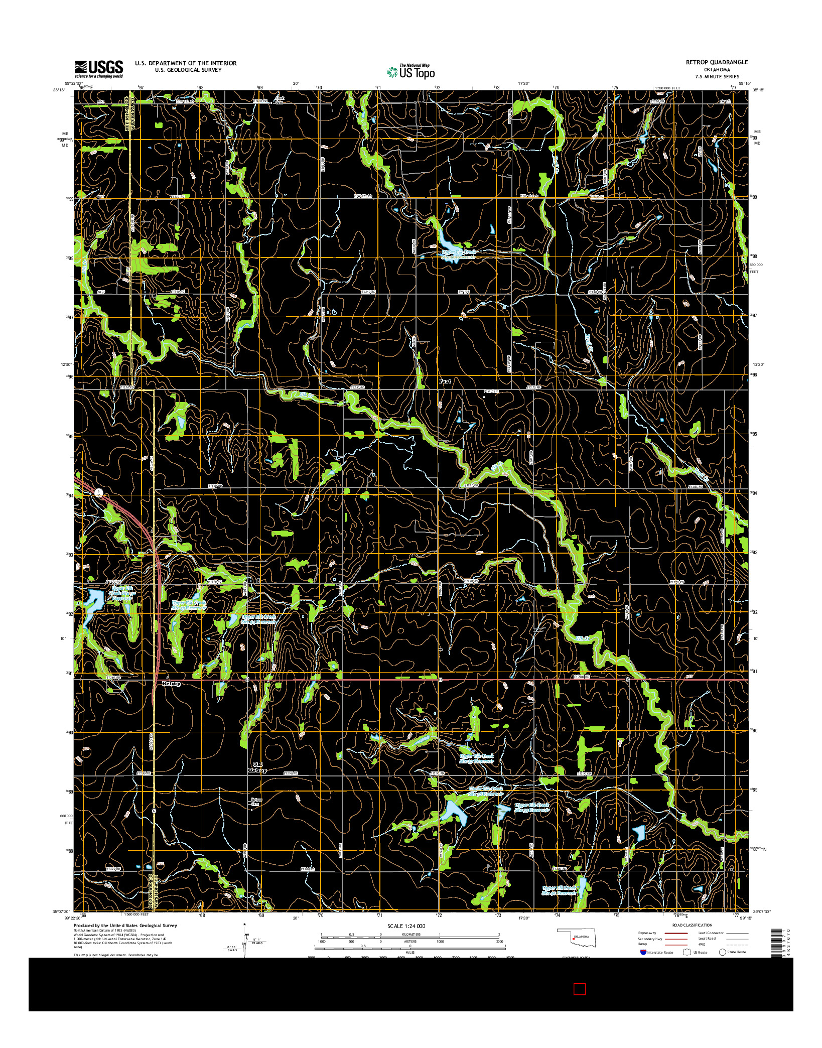 USGS US TOPO 7.5-MINUTE MAP FOR RETROP, OK 2016