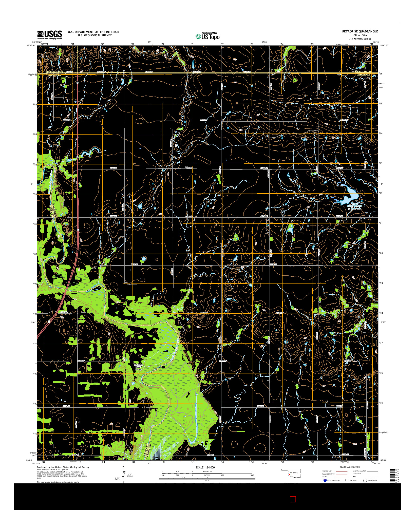 USGS US TOPO 7.5-MINUTE MAP FOR RETROP SE, OK 2016