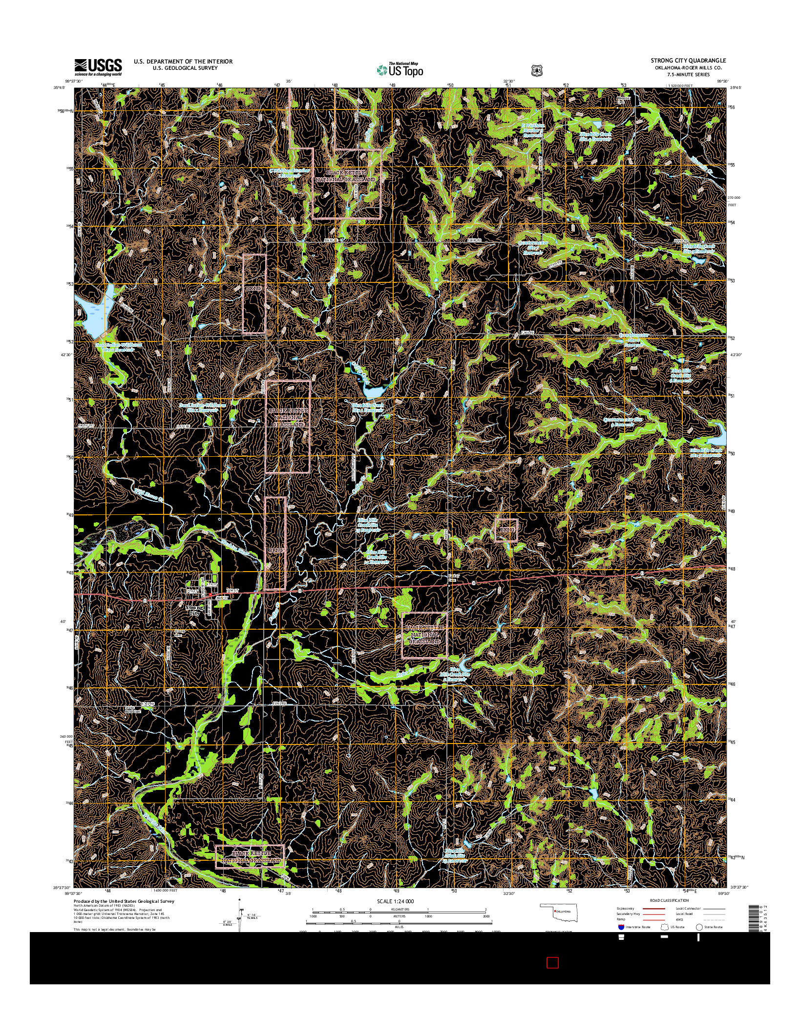 USGS US TOPO 7.5-MINUTE MAP FOR STRONG CITY, OK 2016