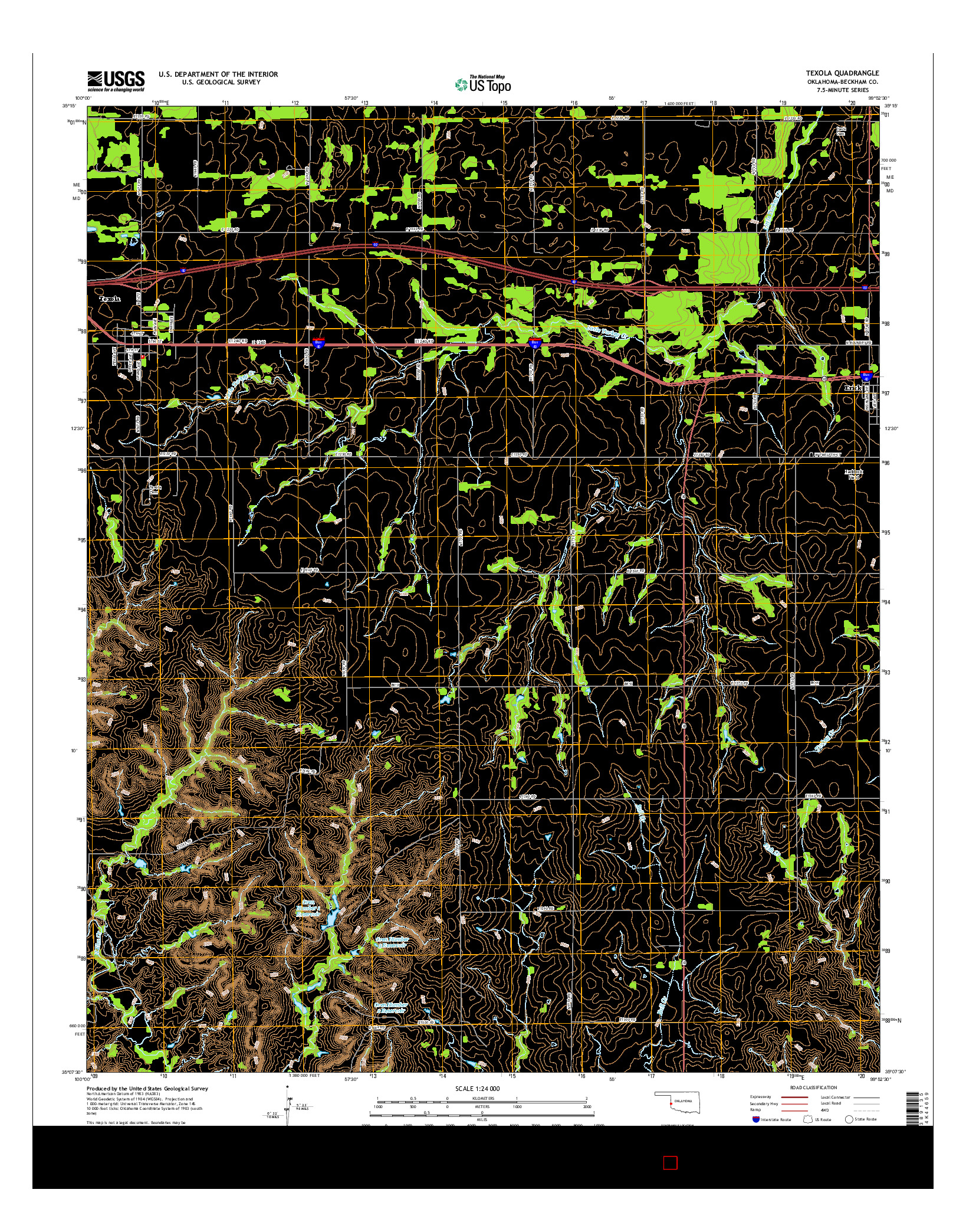 USGS US TOPO 7.5-MINUTE MAP FOR TEXOLA, OK 2016