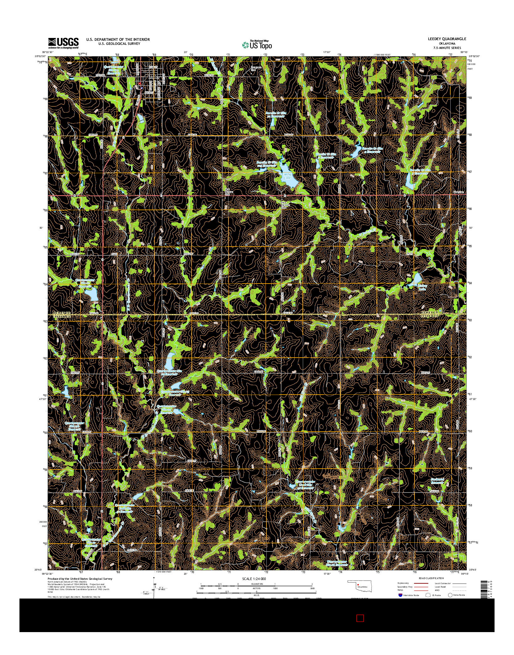 USGS US TOPO 7.5-MINUTE MAP FOR LEEDEY, OK 2016