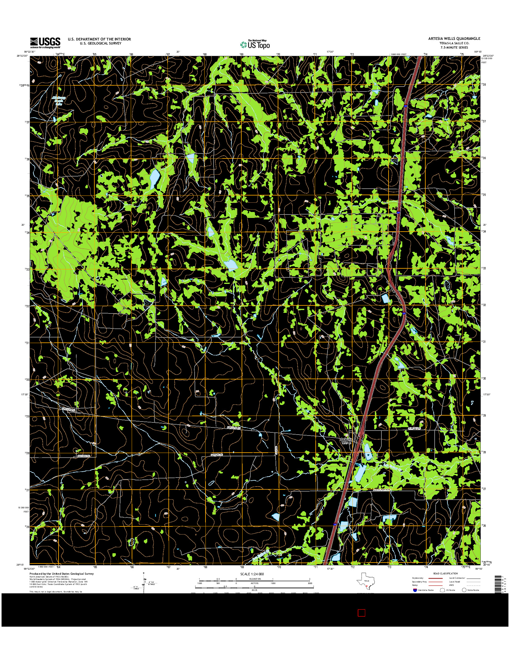 USGS US TOPO 7.5-MINUTE MAP FOR ARTESIA WELLS, TX 2016