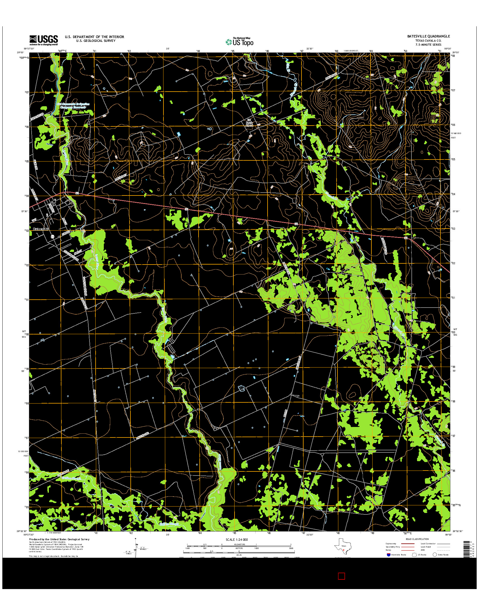 USGS US TOPO 7.5-MINUTE MAP FOR BATESVILLE, TX 2016
