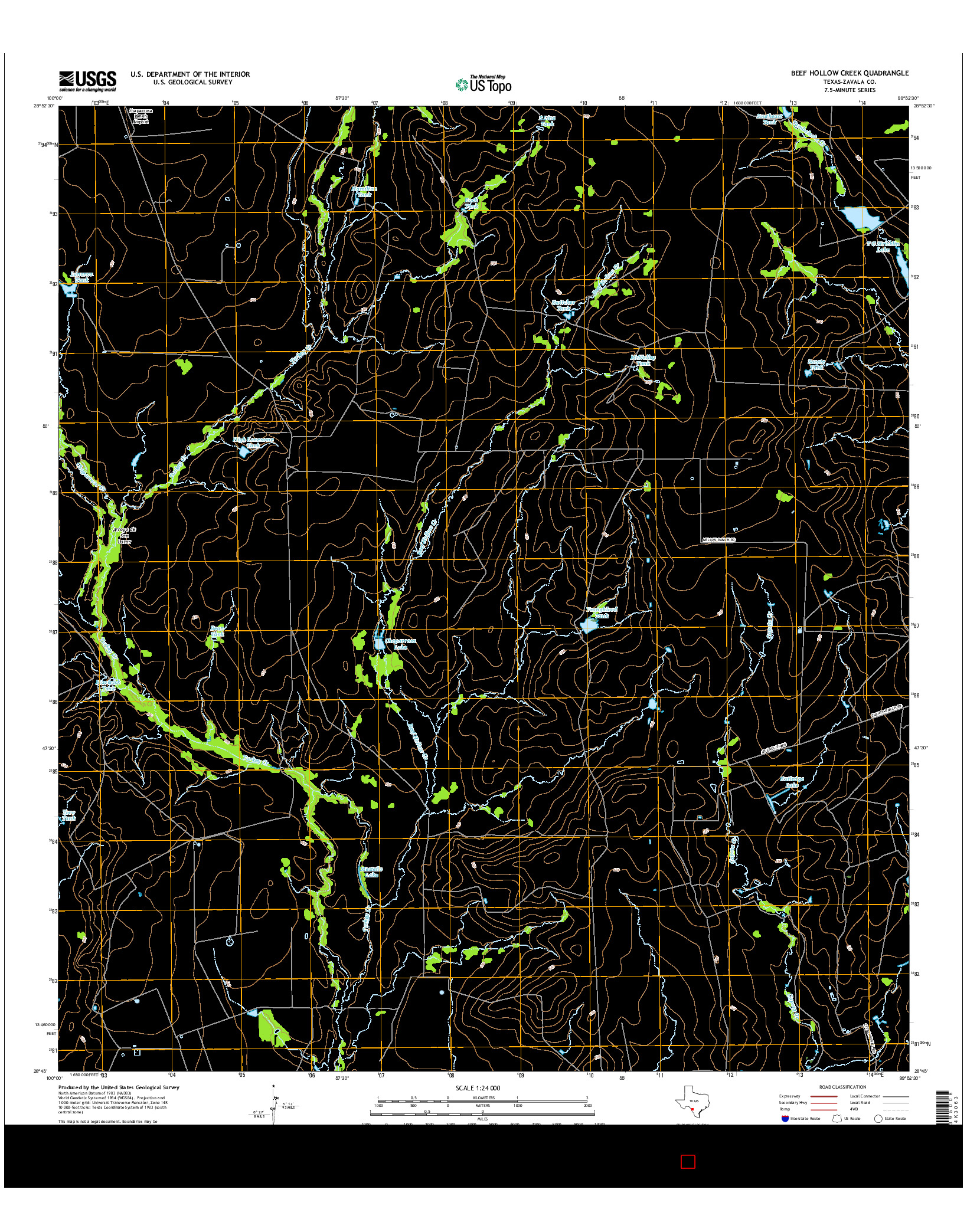 USGS US TOPO 7.5-MINUTE MAP FOR BEEF HOLLOW CREEK, TX 2016