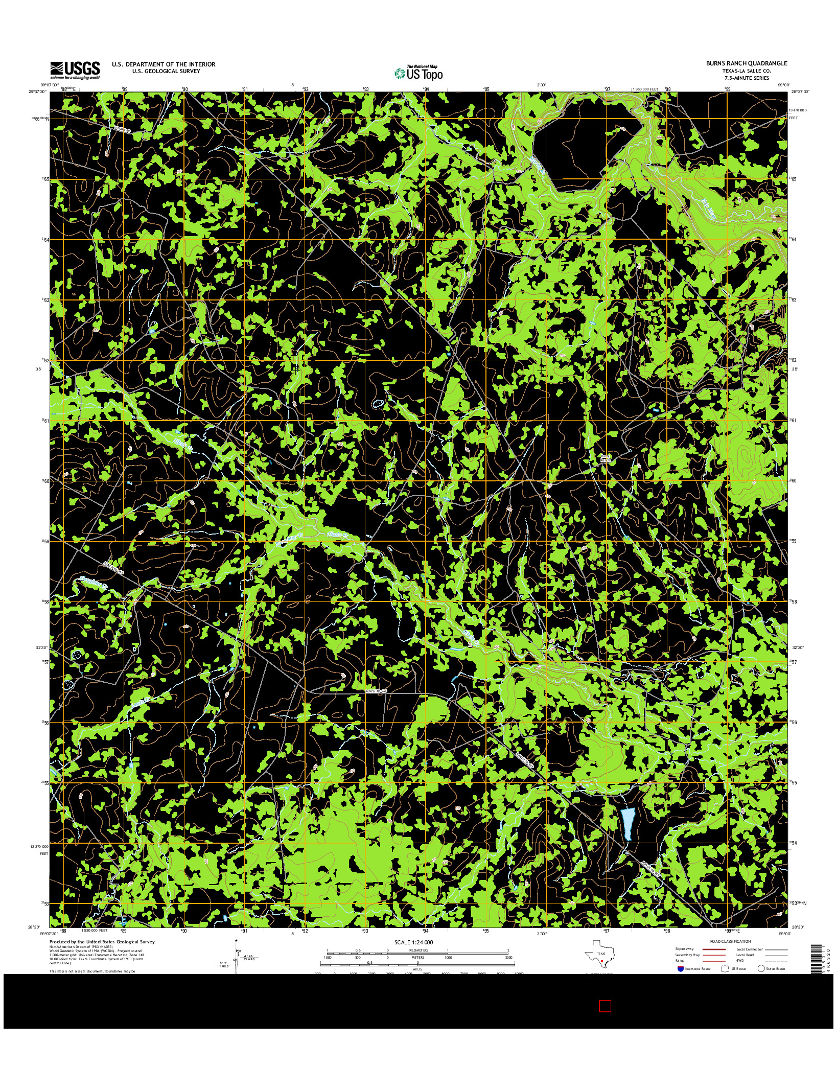 USGS US TOPO 7.5-MINUTE MAP FOR BURNS RANCH, TX 2016