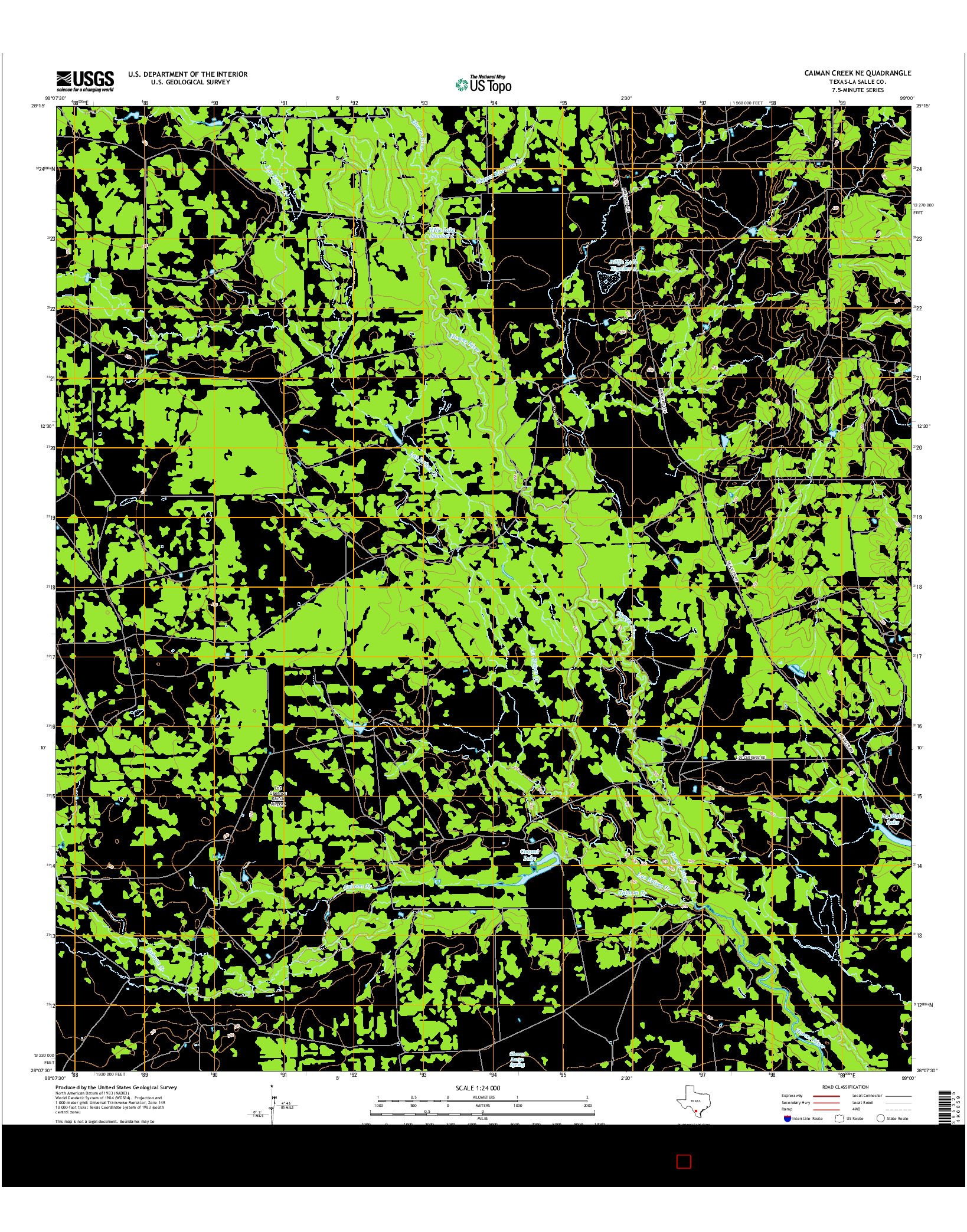 USGS US TOPO 7.5-MINUTE MAP FOR CAIMAN CREEK NE, TX 2016