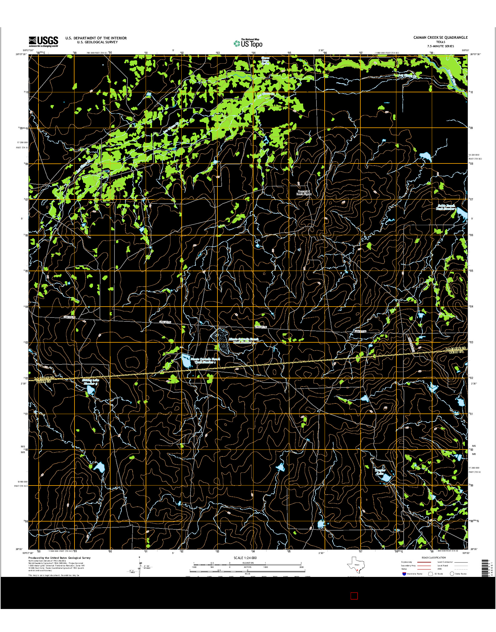 USGS US TOPO 7.5-MINUTE MAP FOR CAIMAN CREEK SE, TX 2016