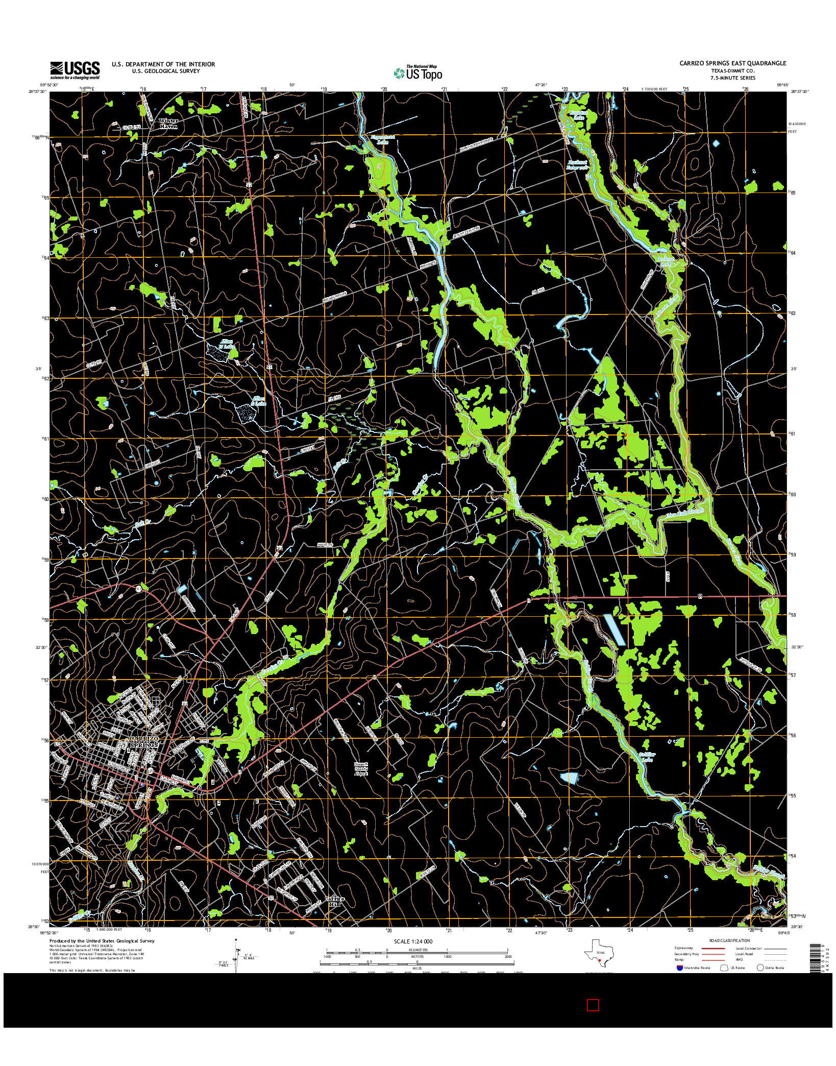 USGS US TOPO 7.5-MINUTE MAP FOR CARRIZO SPRINGS EAST, TX 2016