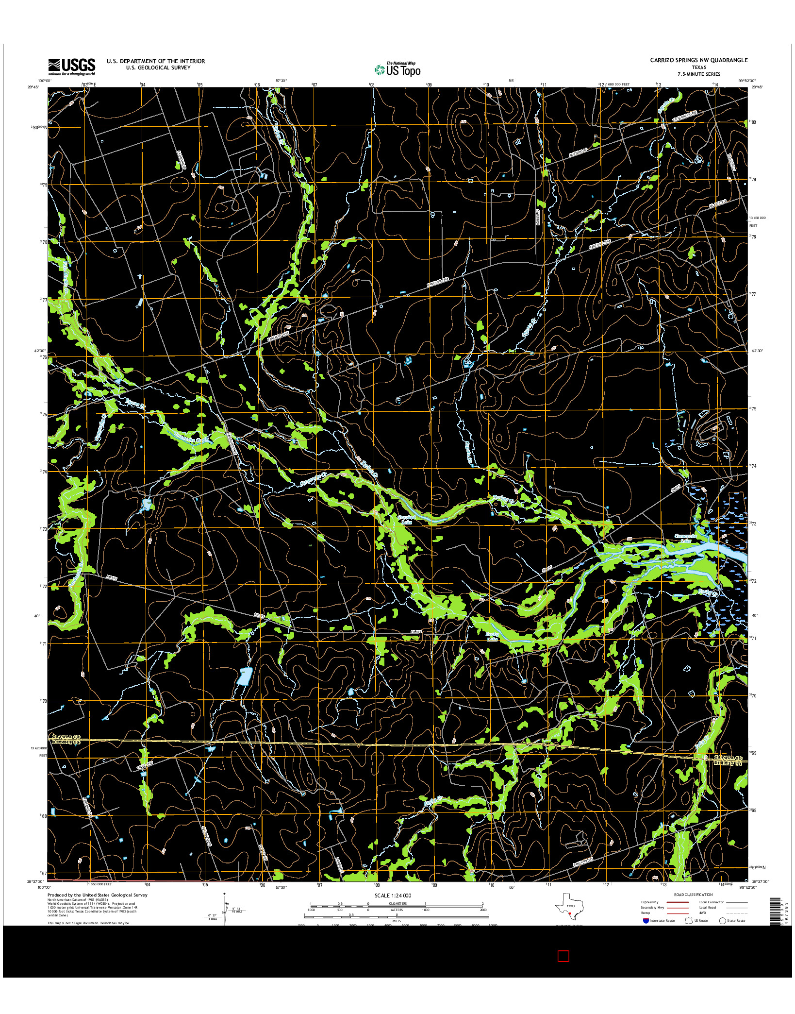 USGS US TOPO 7.5-MINUTE MAP FOR CARRIZO SPRINGS NW, TX 2016