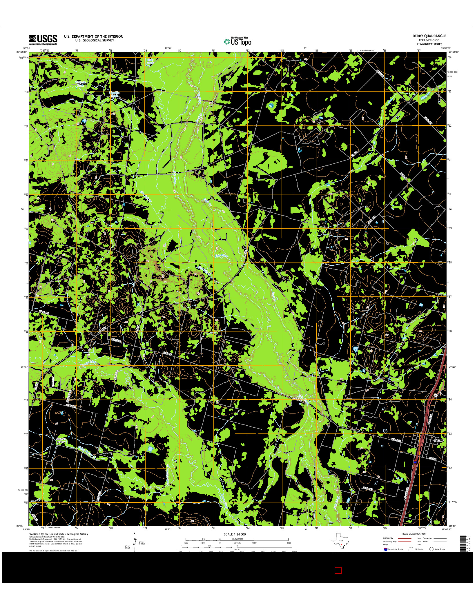 USGS US TOPO 7.5-MINUTE MAP FOR DERBY, TX 2016