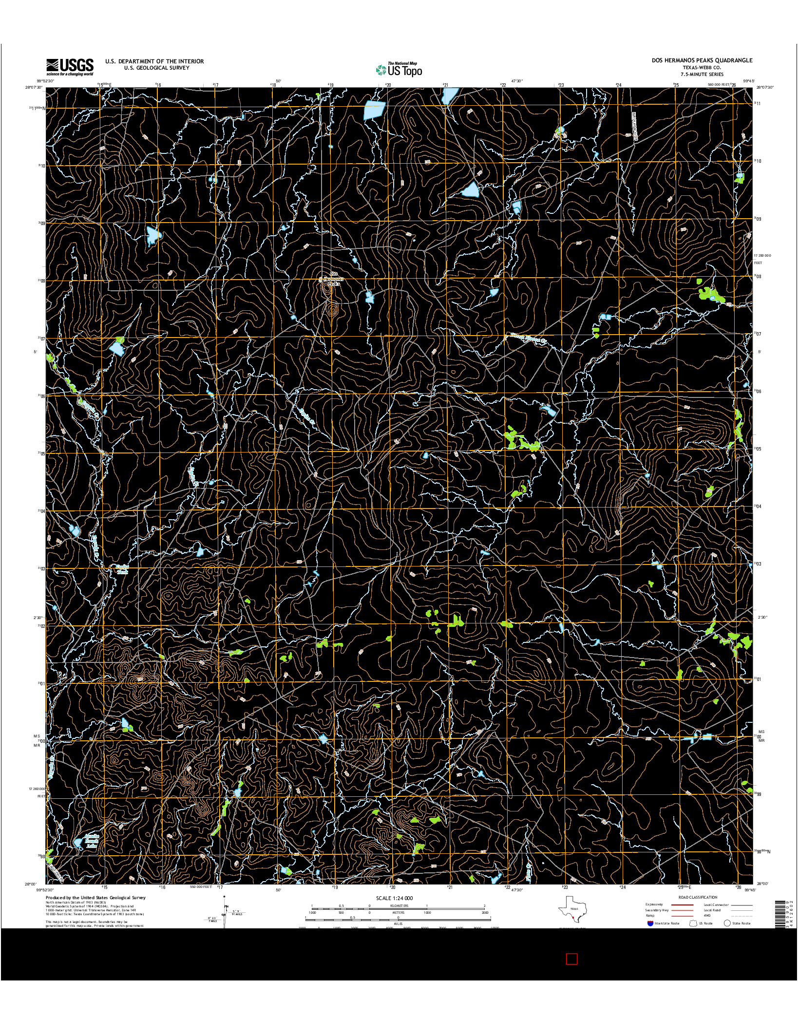 USGS US TOPO 7.5-MINUTE MAP FOR DOS HERMANOS PEAKS, TX 2016