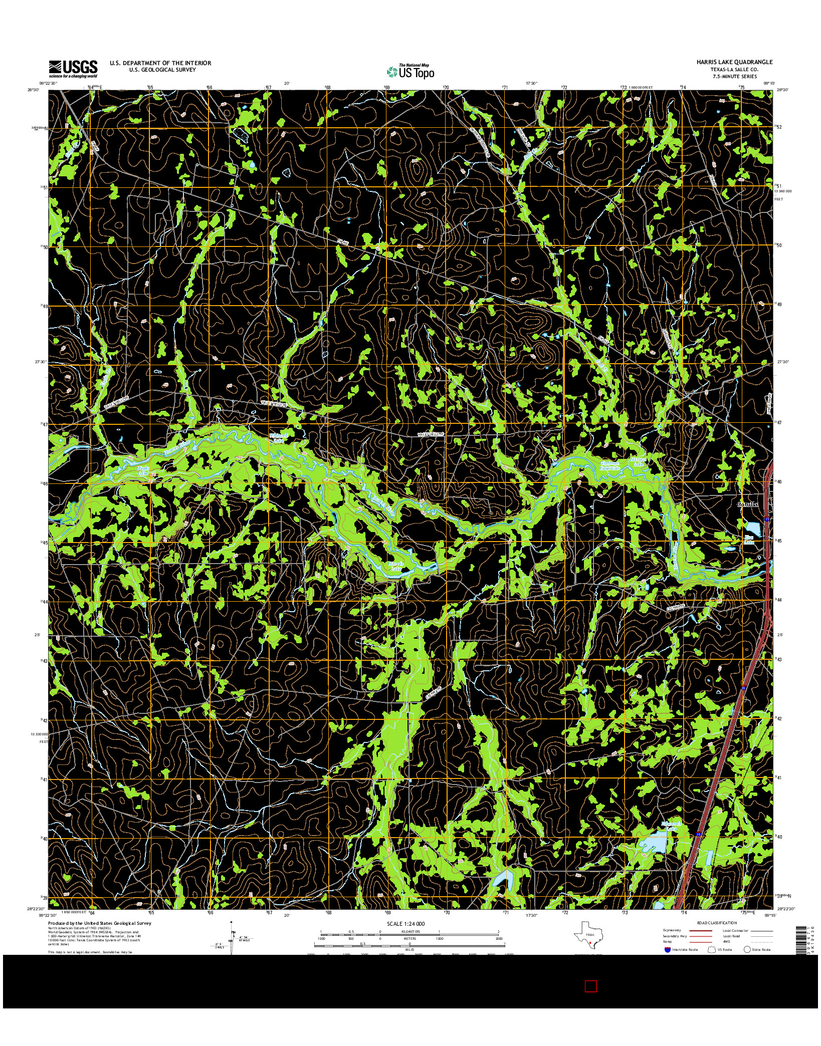 USGS US TOPO 7.5-MINUTE MAP FOR HARRIS LAKE, TX 2016