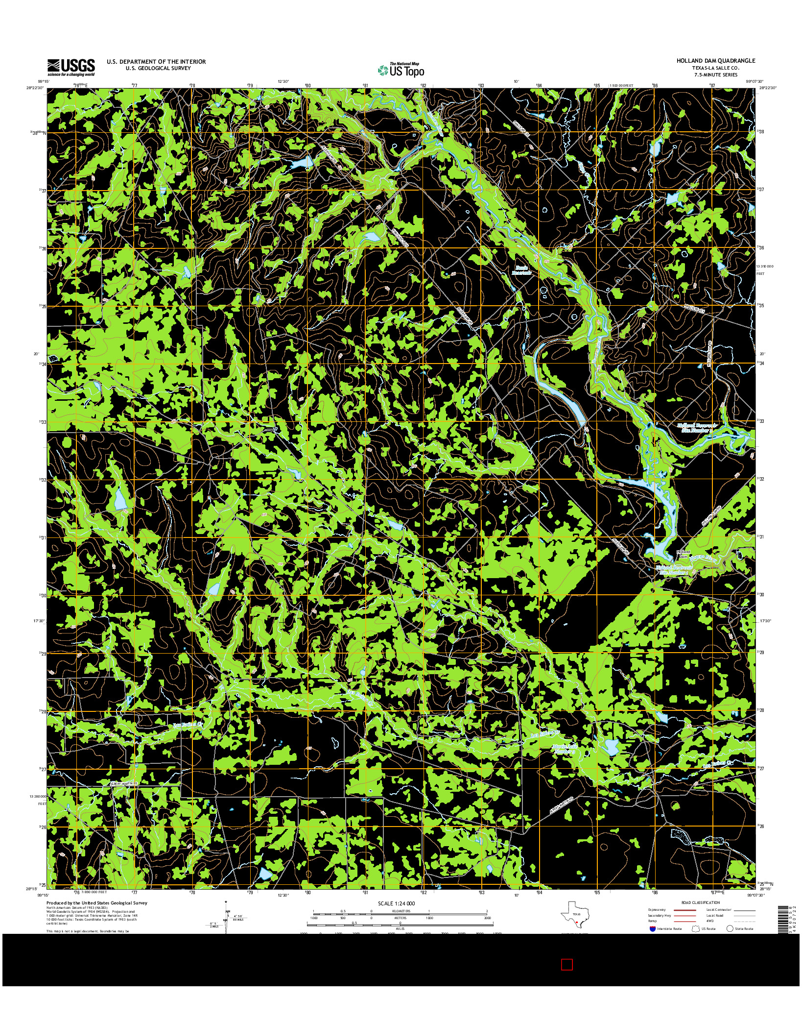 USGS US TOPO 7.5-MINUTE MAP FOR HOLLAND DAM, TX 2016