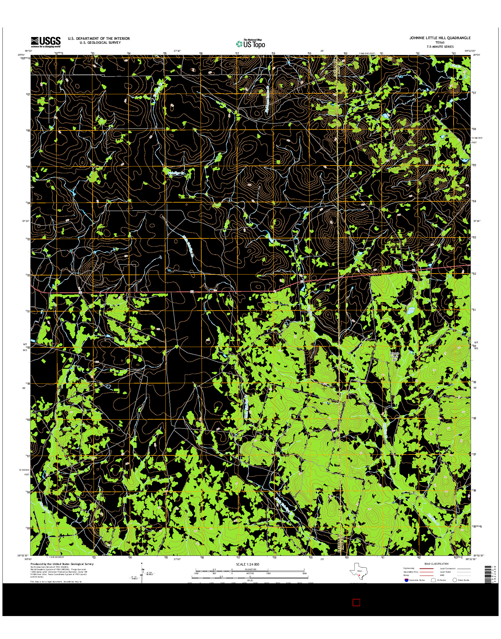 USGS US TOPO 7.5-MINUTE MAP FOR JOHNNIE LITTLE HILL, TX 2016