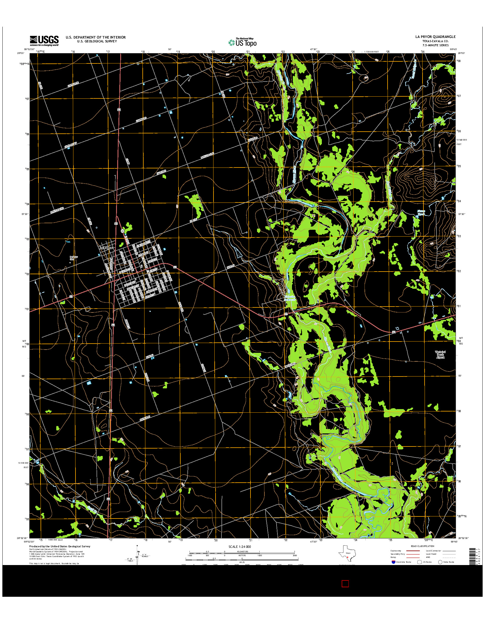 USGS US TOPO 7.5-MINUTE MAP FOR LA PRYOR, TX 2016