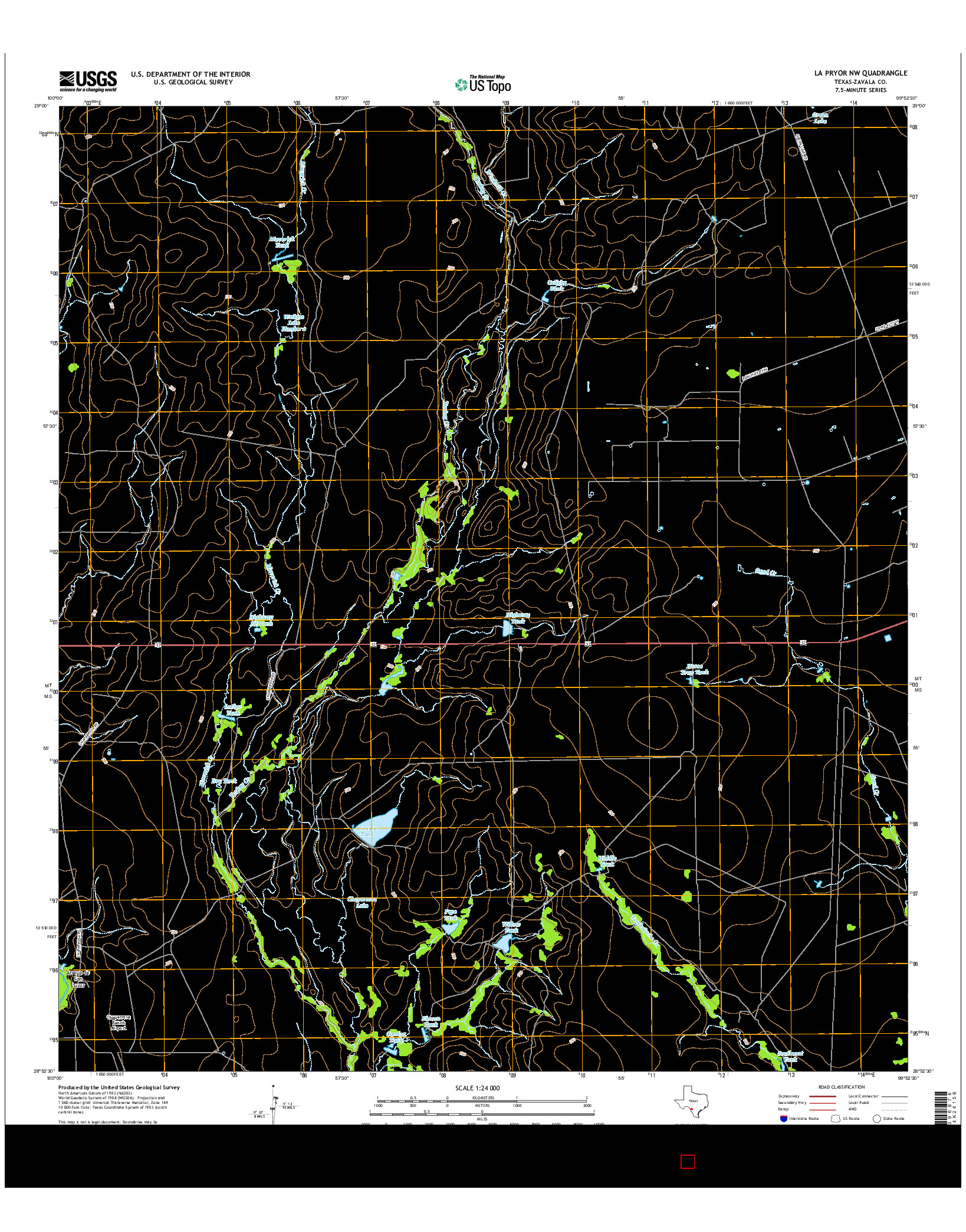 USGS US TOPO 7.5-MINUTE MAP FOR LA PRYOR NW, TX 2016