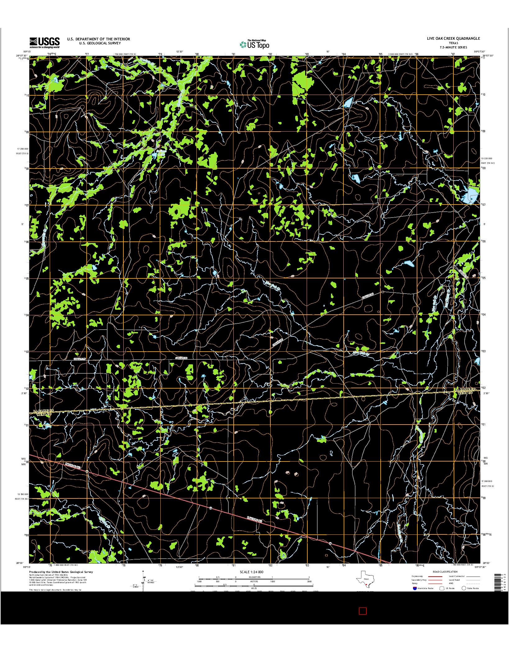 USGS US TOPO 7.5-MINUTE MAP FOR LIVE OAK CREEK, TX 2016