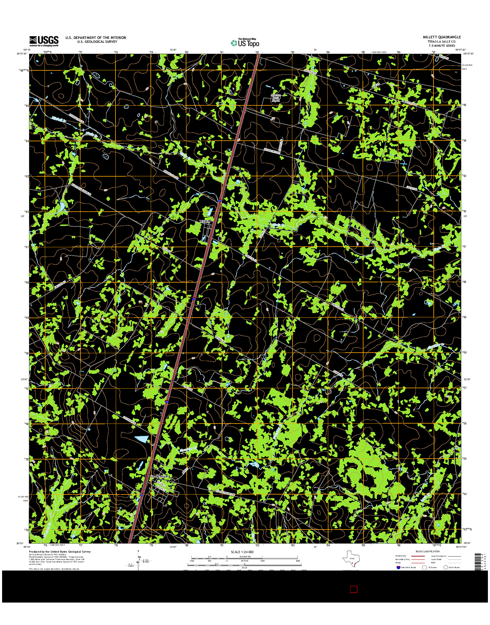 USGS US TOPO 7.5-MINUTE MAP FOR MILLETT, TX 2016