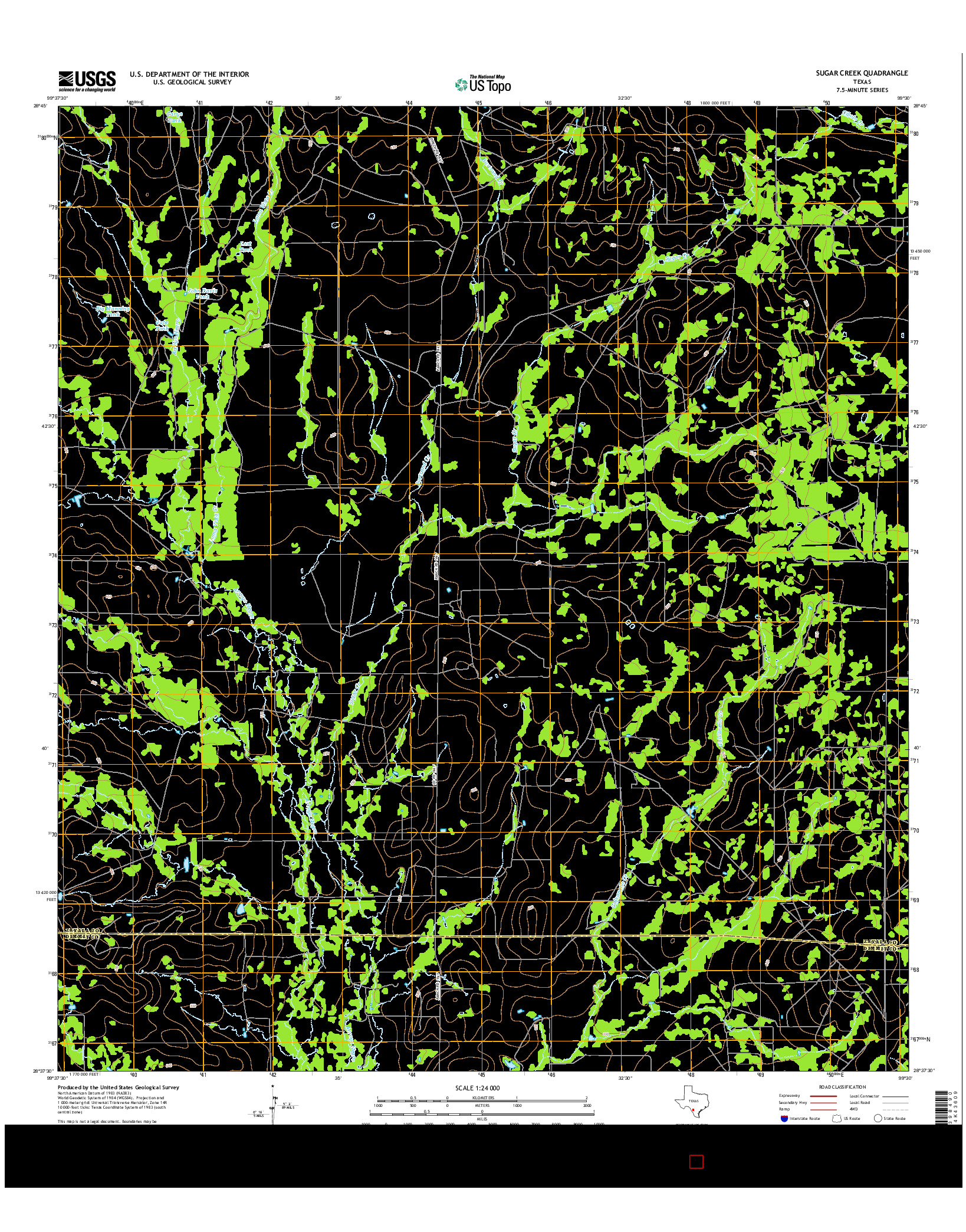 USGS US TOPO 7.5-MINUTE MAP FOR SUGAR CREEK, TX 2016