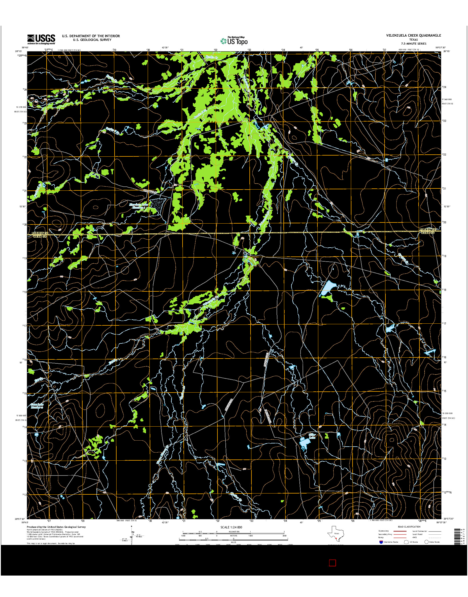 USGS US TOPO 7.5-MINUTE MAP FOR VELENZUELA CREEK, TX 2016