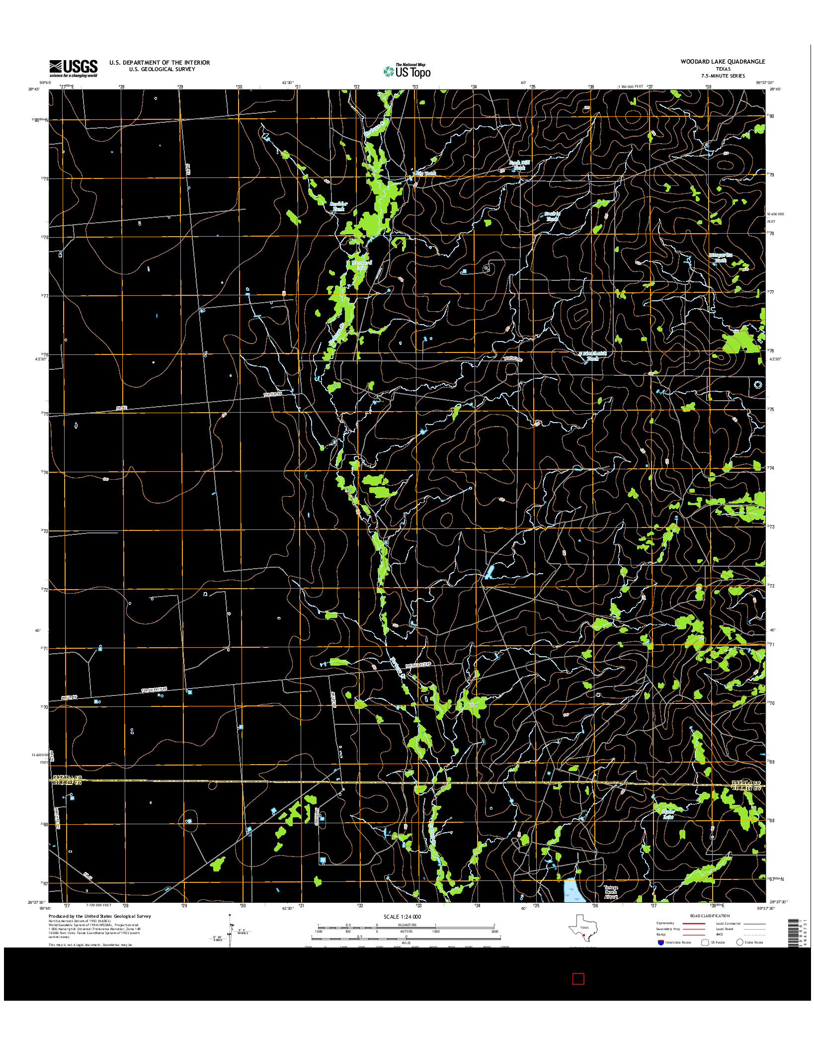 USGS US TOPO 7.5-MINUTE MAP FOR WOODARD LAKE, TX 2016