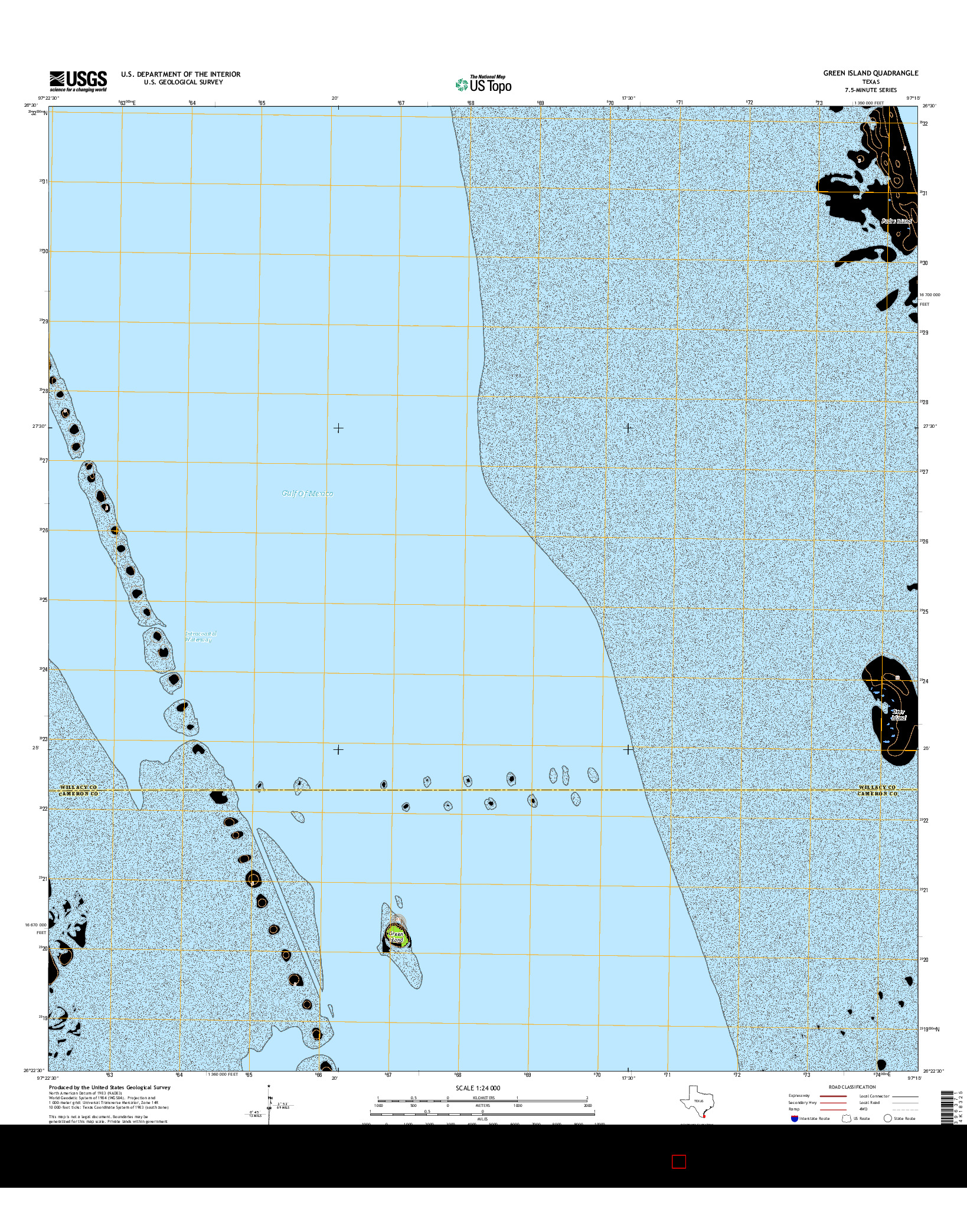 USGS US TOPO 7.5-MINUTE MAP FOR GREEN ISLAND, TX 2016