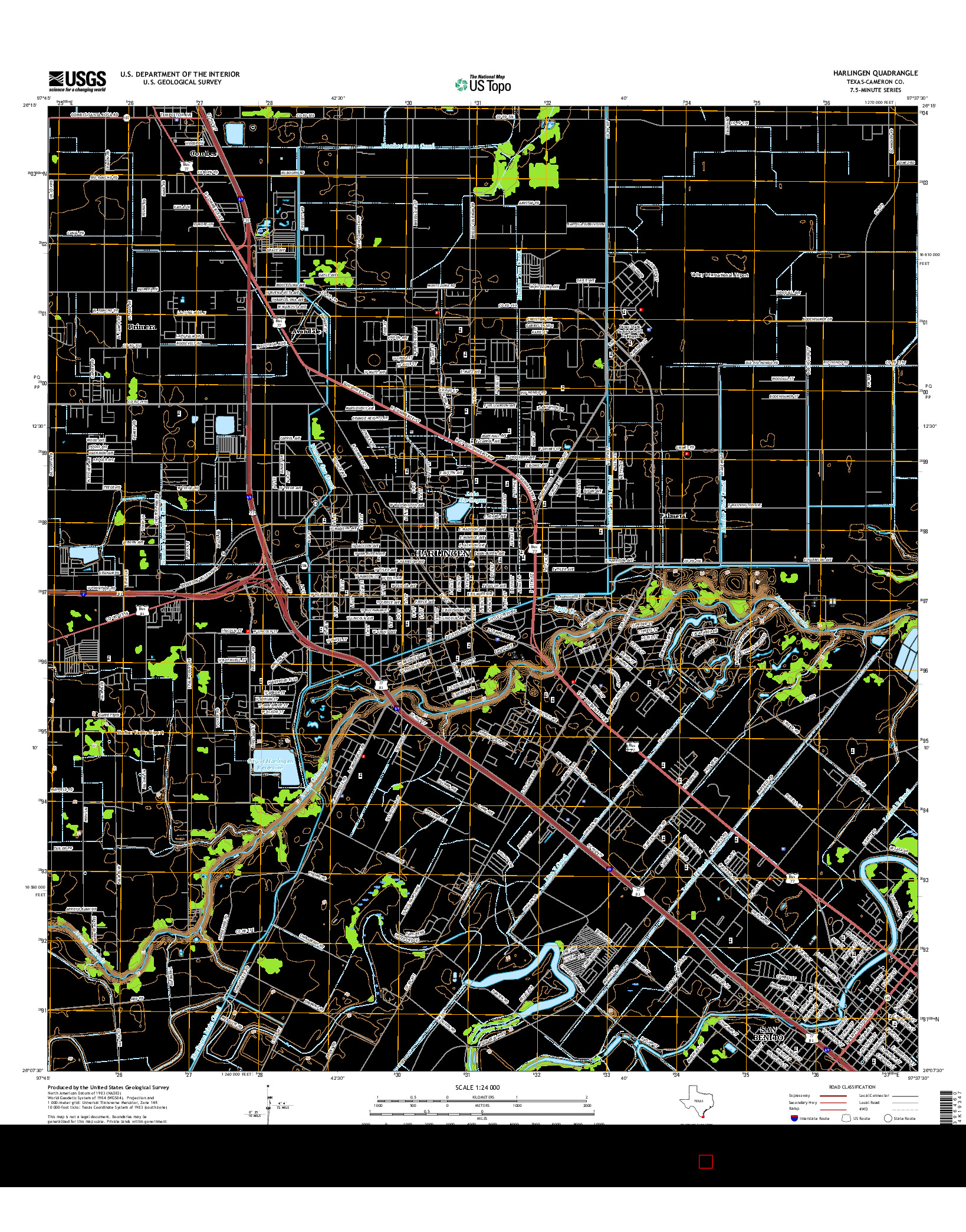 USGS US TOPO 7.5-MINUTE MAP FOR HARLINGEN, TX 2016