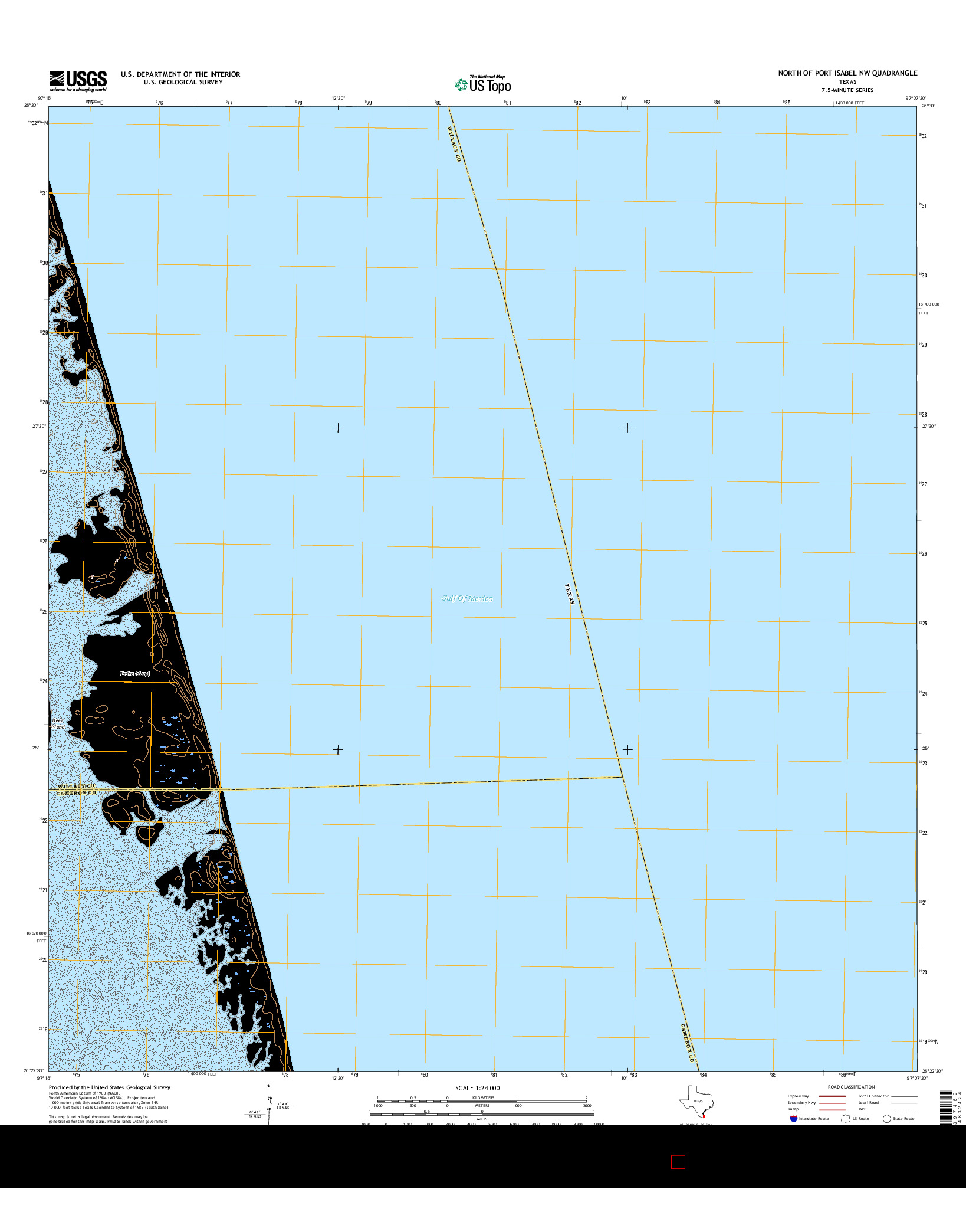 USGS US TOPO 7.5-MINUTE MAP FOR NORTH OF PORT ISABEL NW, TX 2016