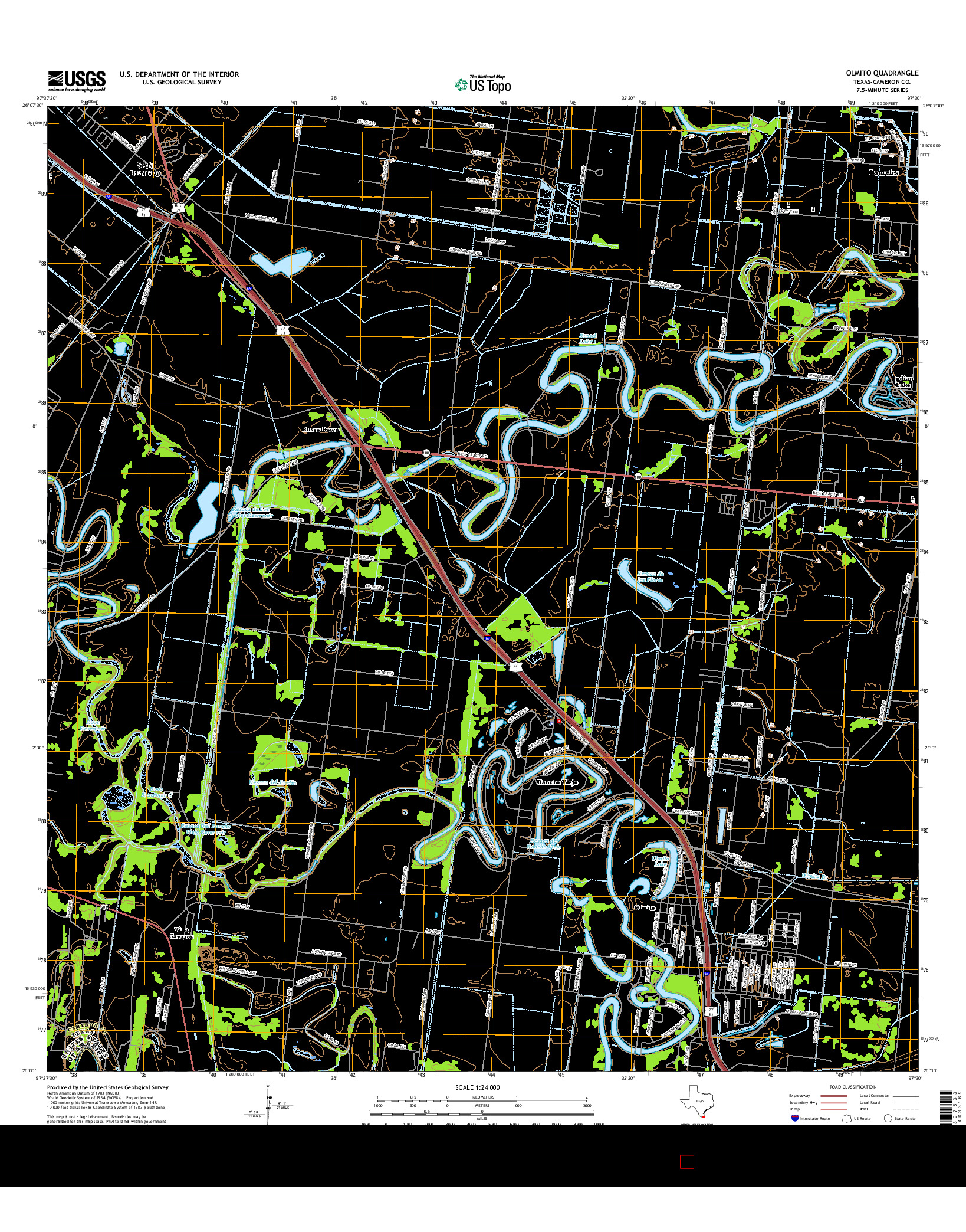 USGS US TOPO 7.5-MINUTE MAP FOR OLMITO, TX 2016