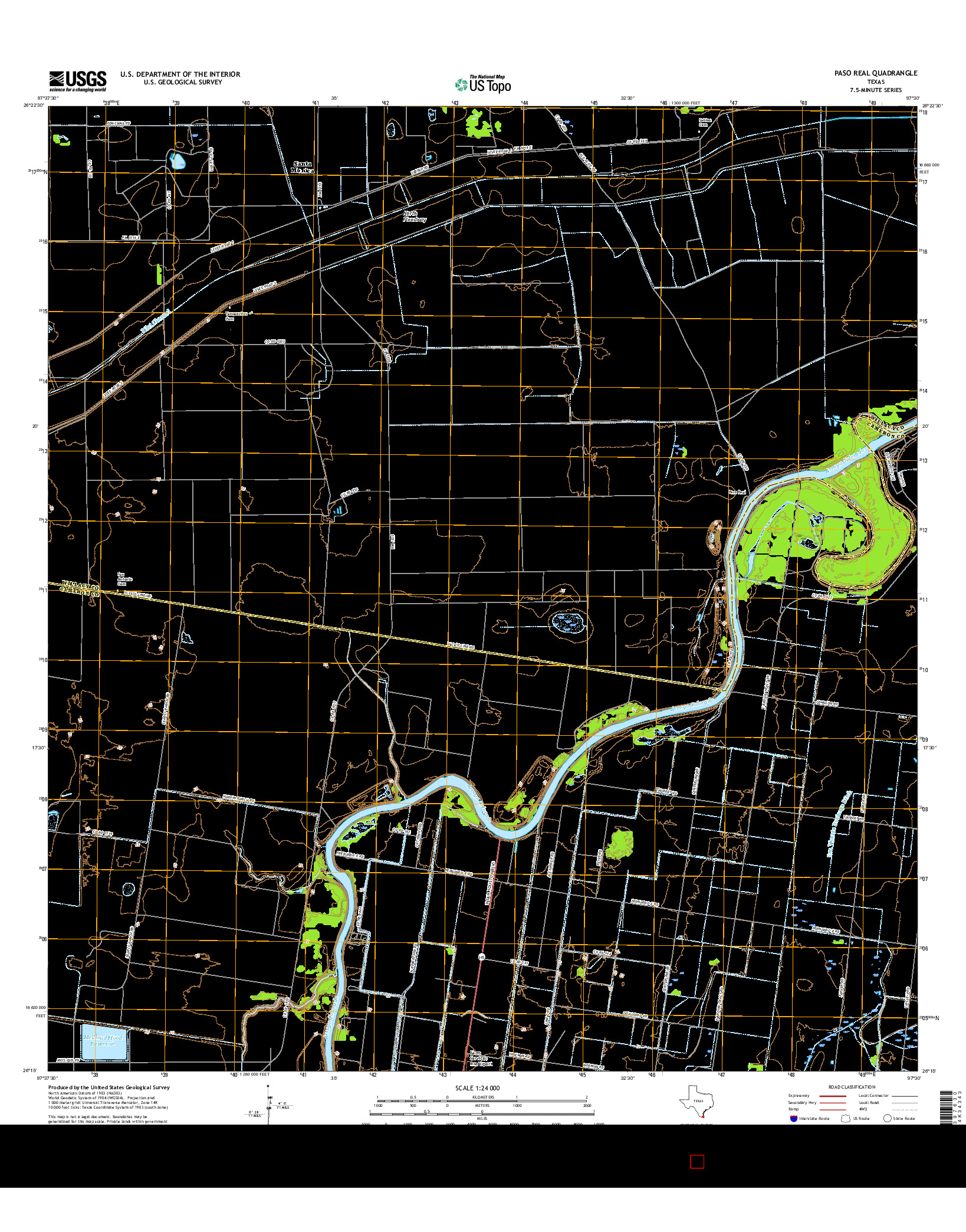 USGS US TOPO 7.5-MINUTE MAP FOR PASO REAL, TX 2016