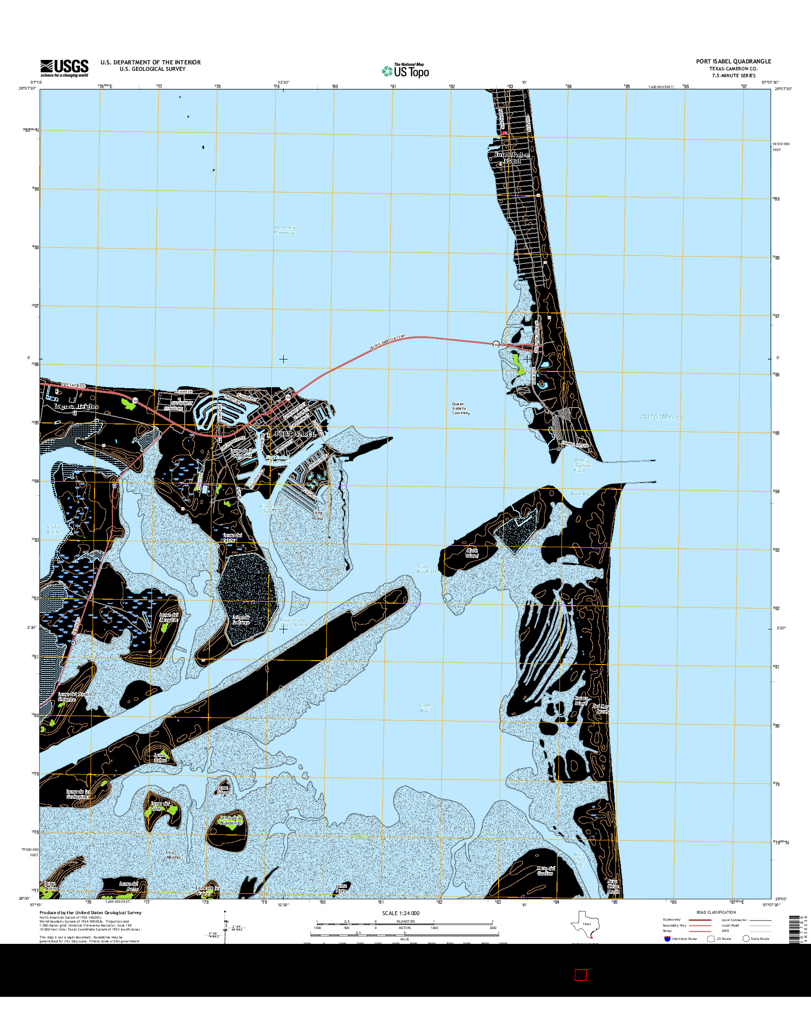 USGS US TOPO 7.5-MINUTE MAP FOR PORT ISABEL, TX 2016