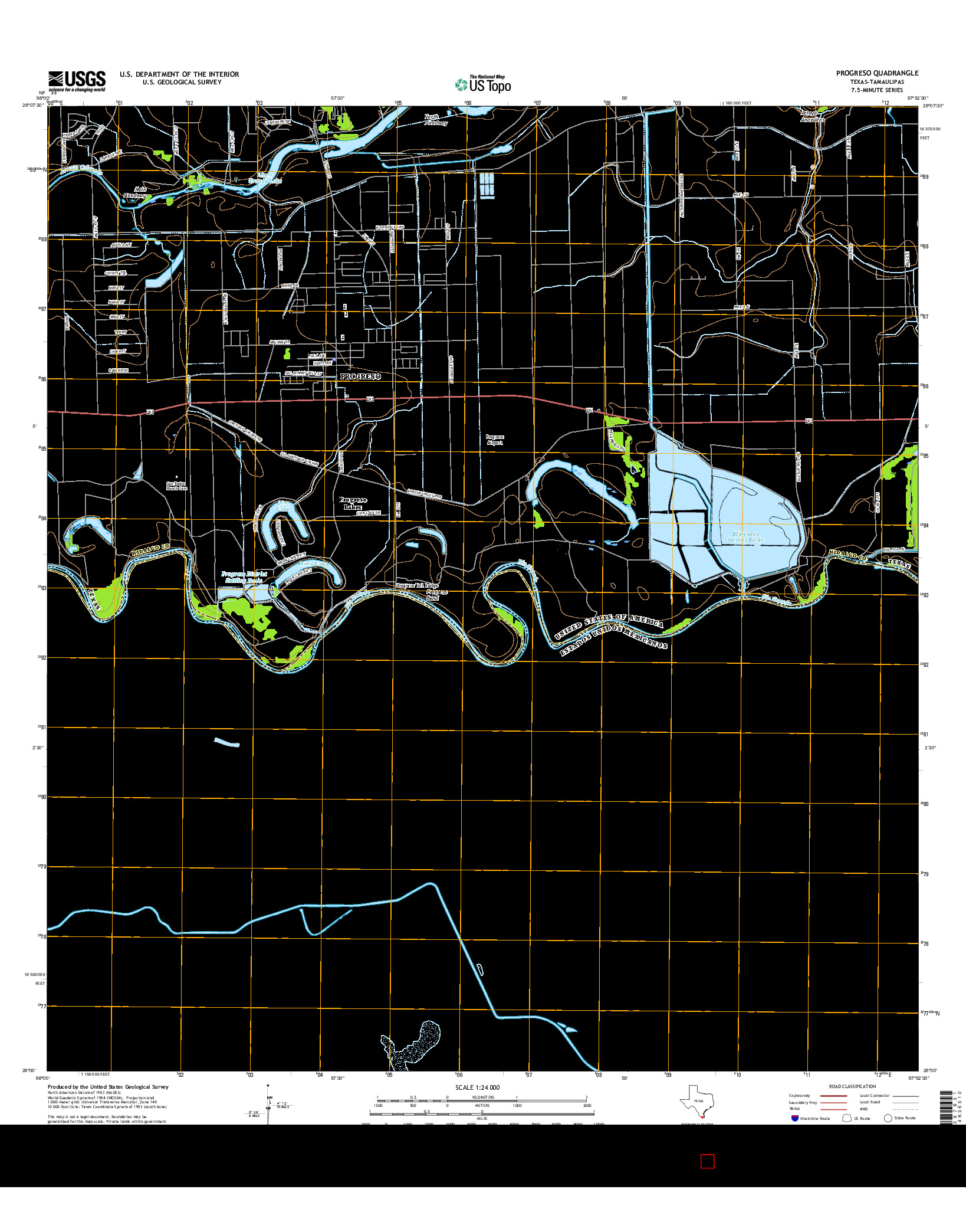 USGS US TOPO 7.5-MINUTE MAP FOR PROGRESO, TX-TAM 2016