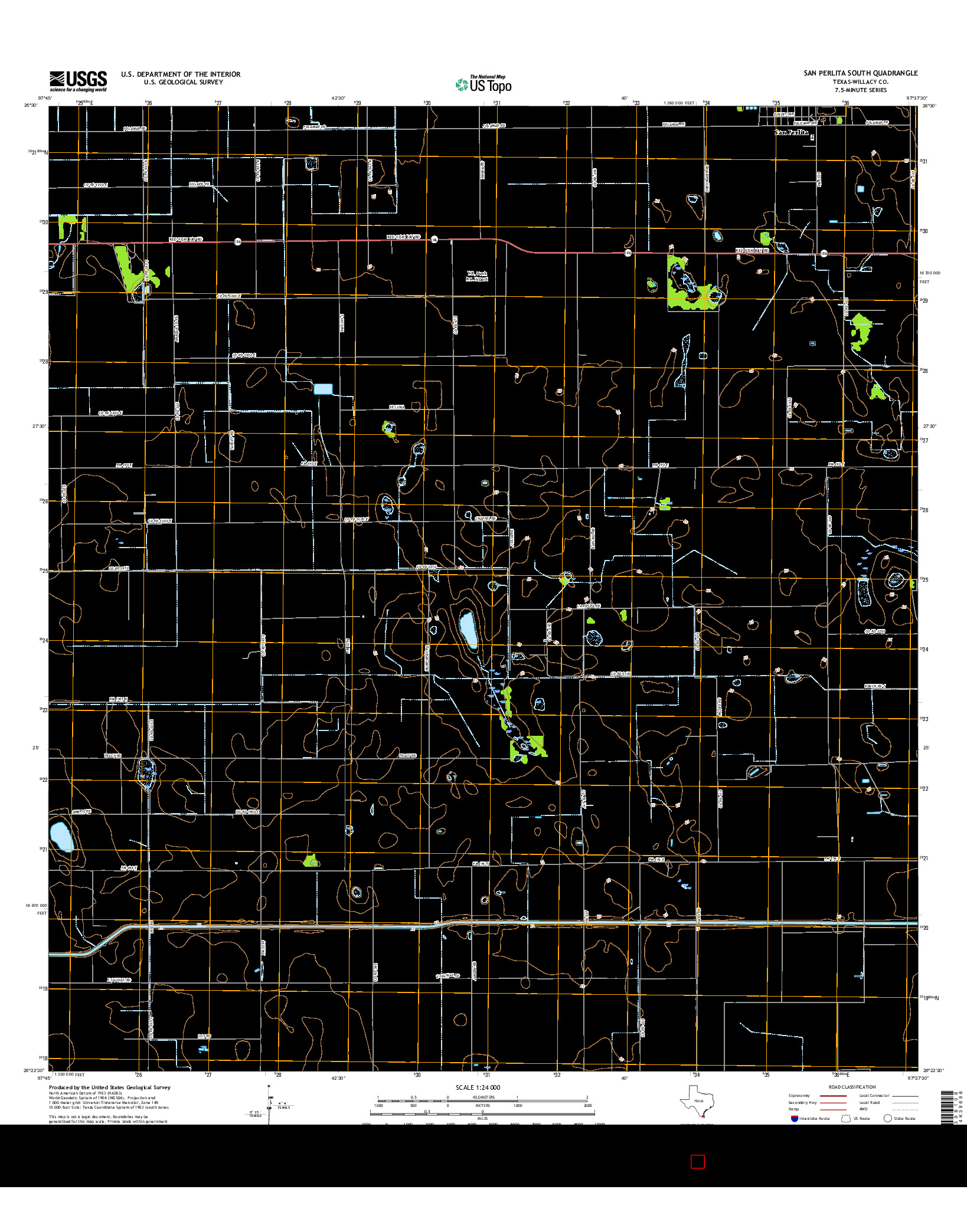 USGS US TOPO 7.5-MINUTE MAP FOR SAN PERLITA SOUTH, TX 2016