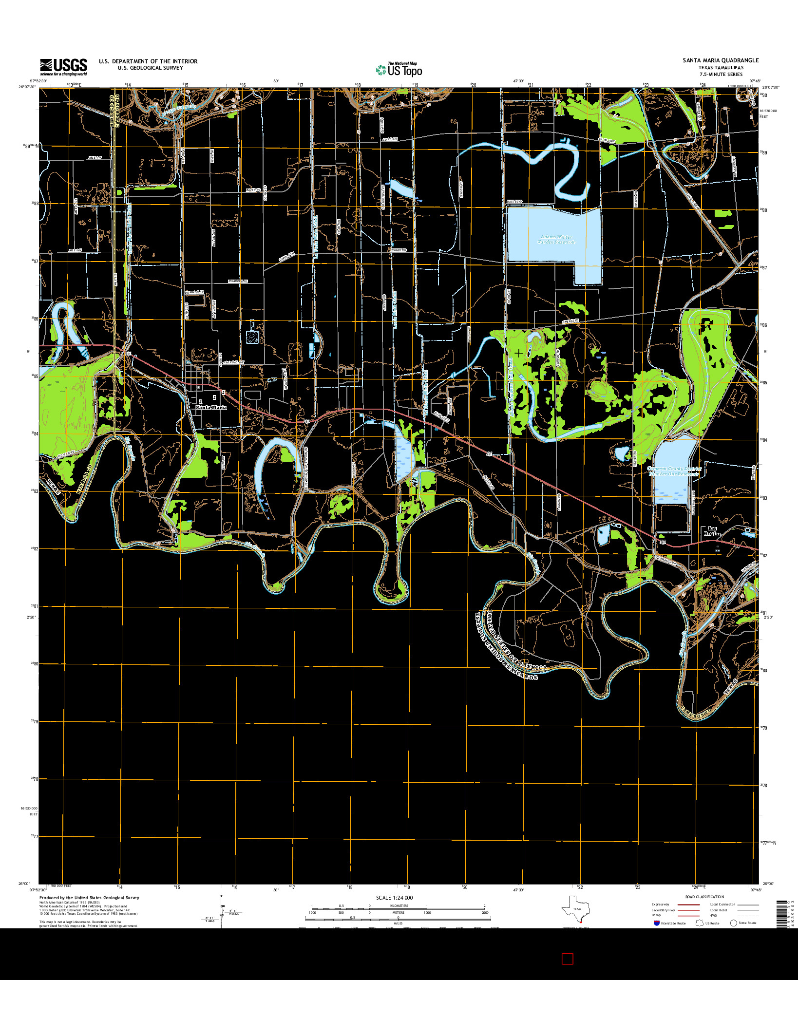 USGS US TOPO 7.5-MINUTE MAP FOR SANTA MARIA, TX-TAM 2016